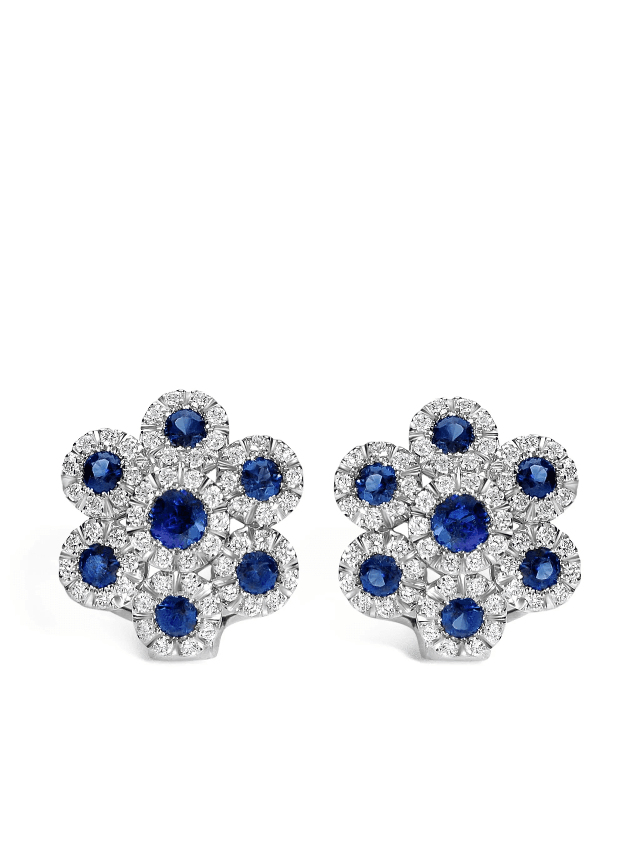 18kt white gold Augusta sapphire and diamond earrings - Image 1