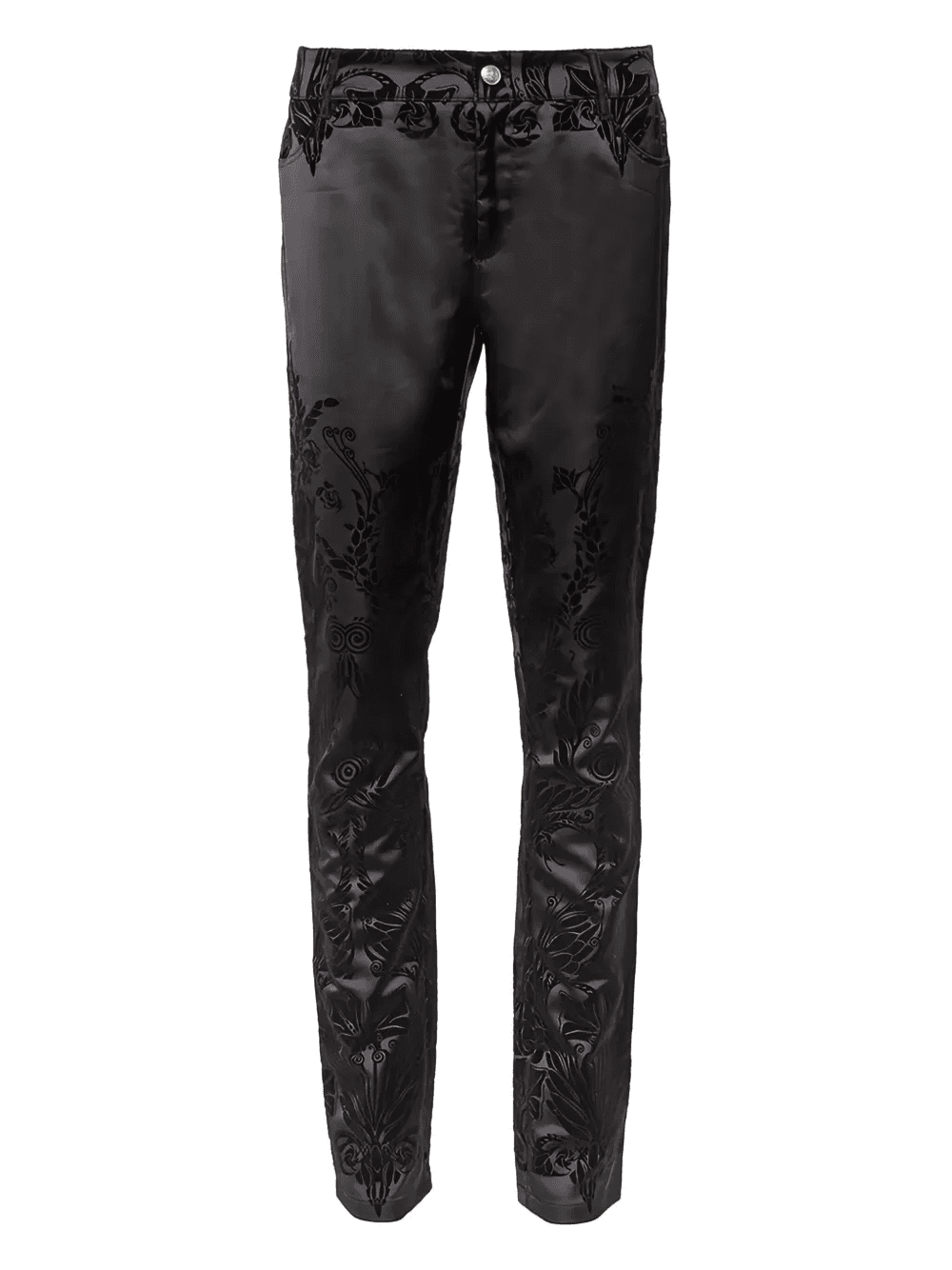 pre-owned embroidered satin trousers - Image 1