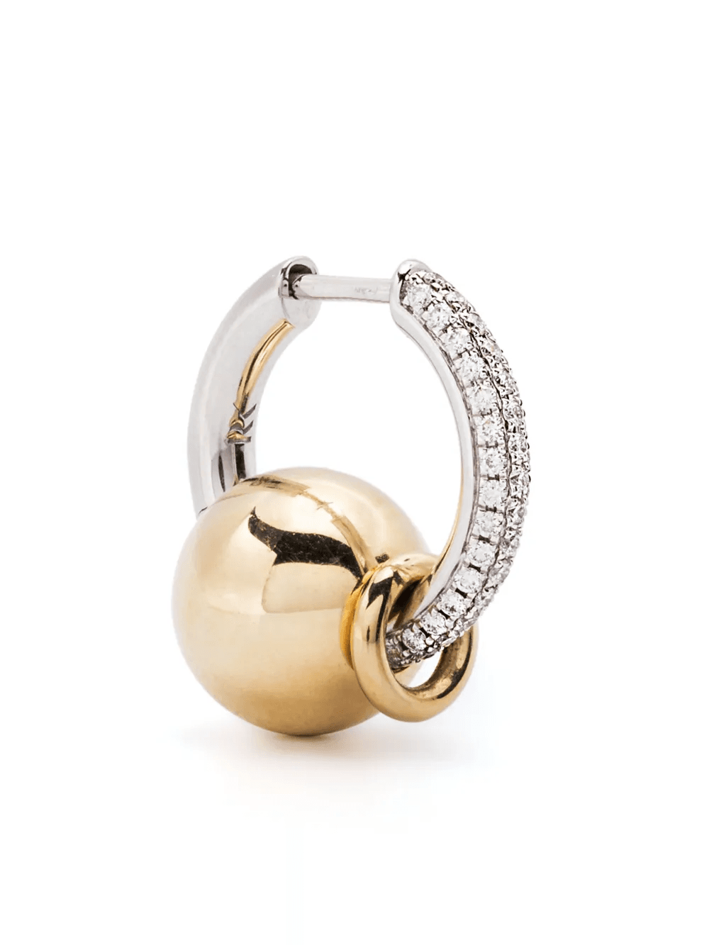 14K yellow and white gold Piercing diamond hoop earring - Image 1