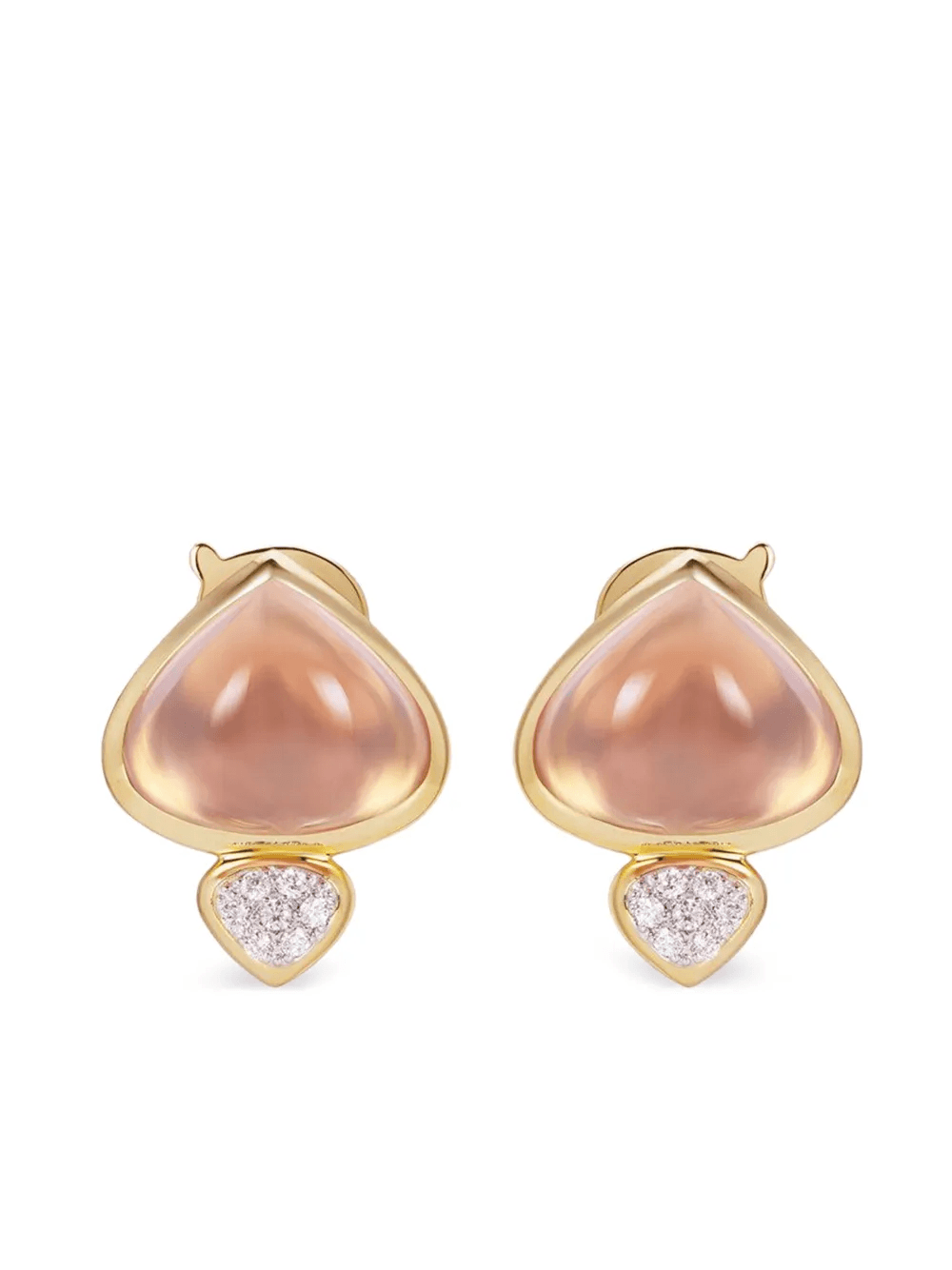 18K yellow gold Trisolina quartz and diamond earrings - Image 1