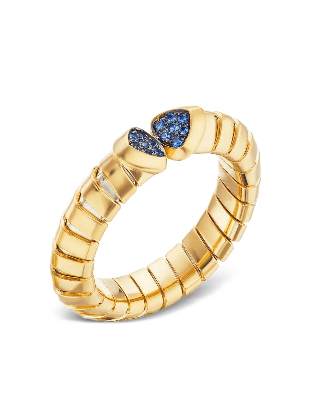 18K yellow gold and sterling silver Trisolina blue sapphire ring - Image 1