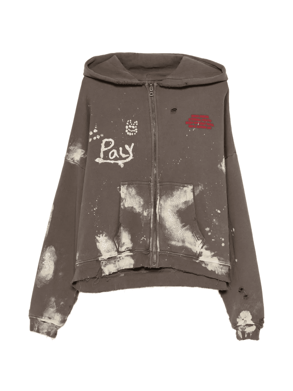 distressed zip hooded sweatshirt - Image 1