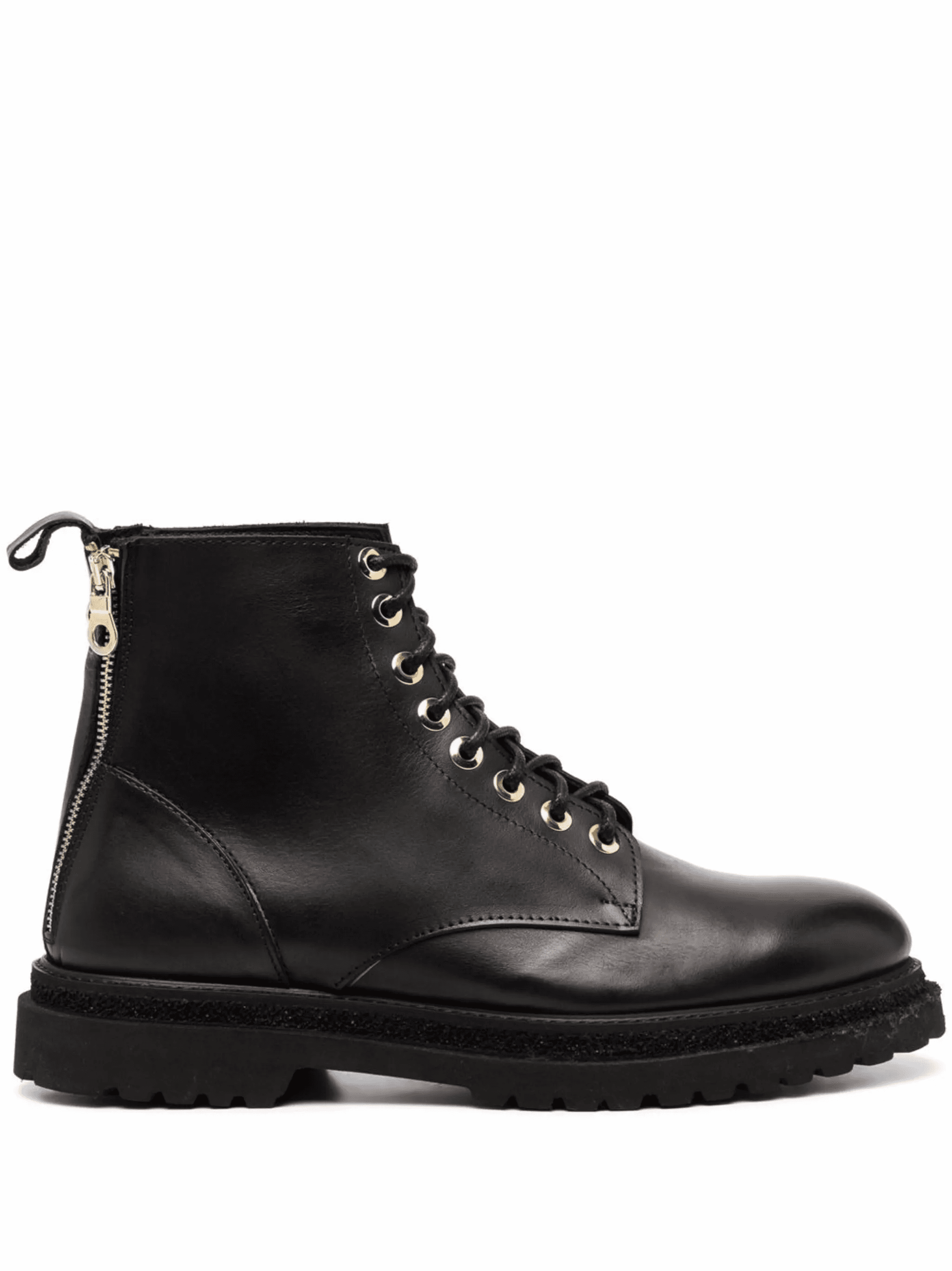 zipped lace-up leather boots - Image 1