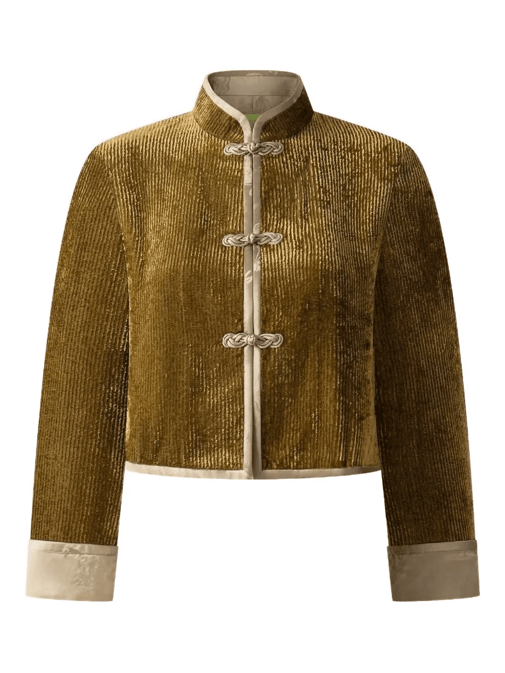velvet ribbed mandarin-collar jacket - Image 1