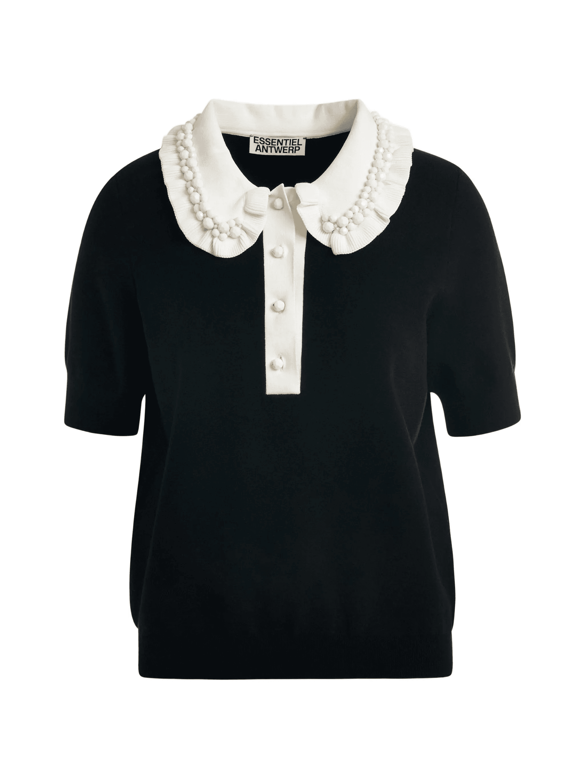Jewelry ruffled beaded polo shirt - Image 1