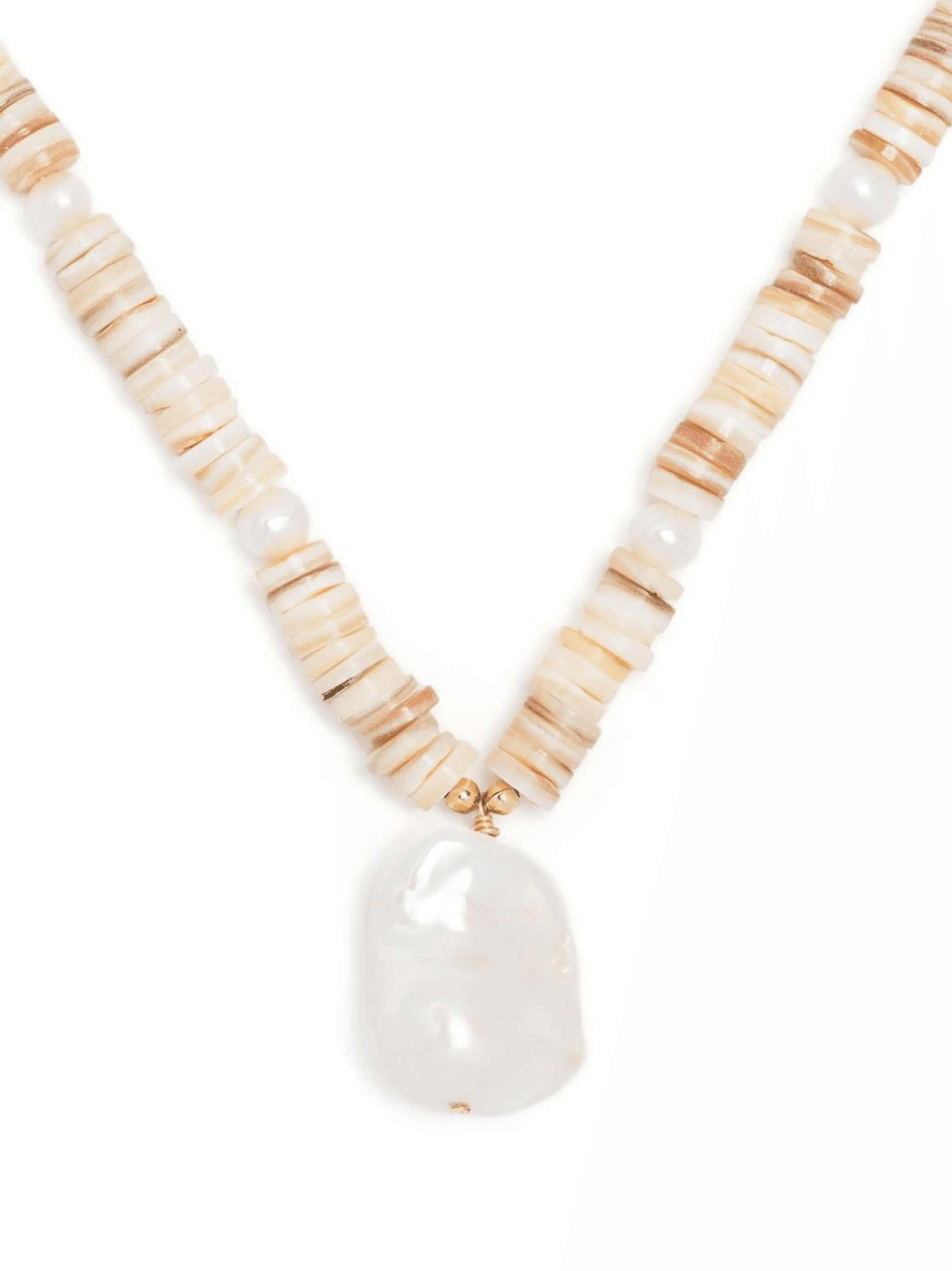 shell bead pearl pendant necklace - Image 1