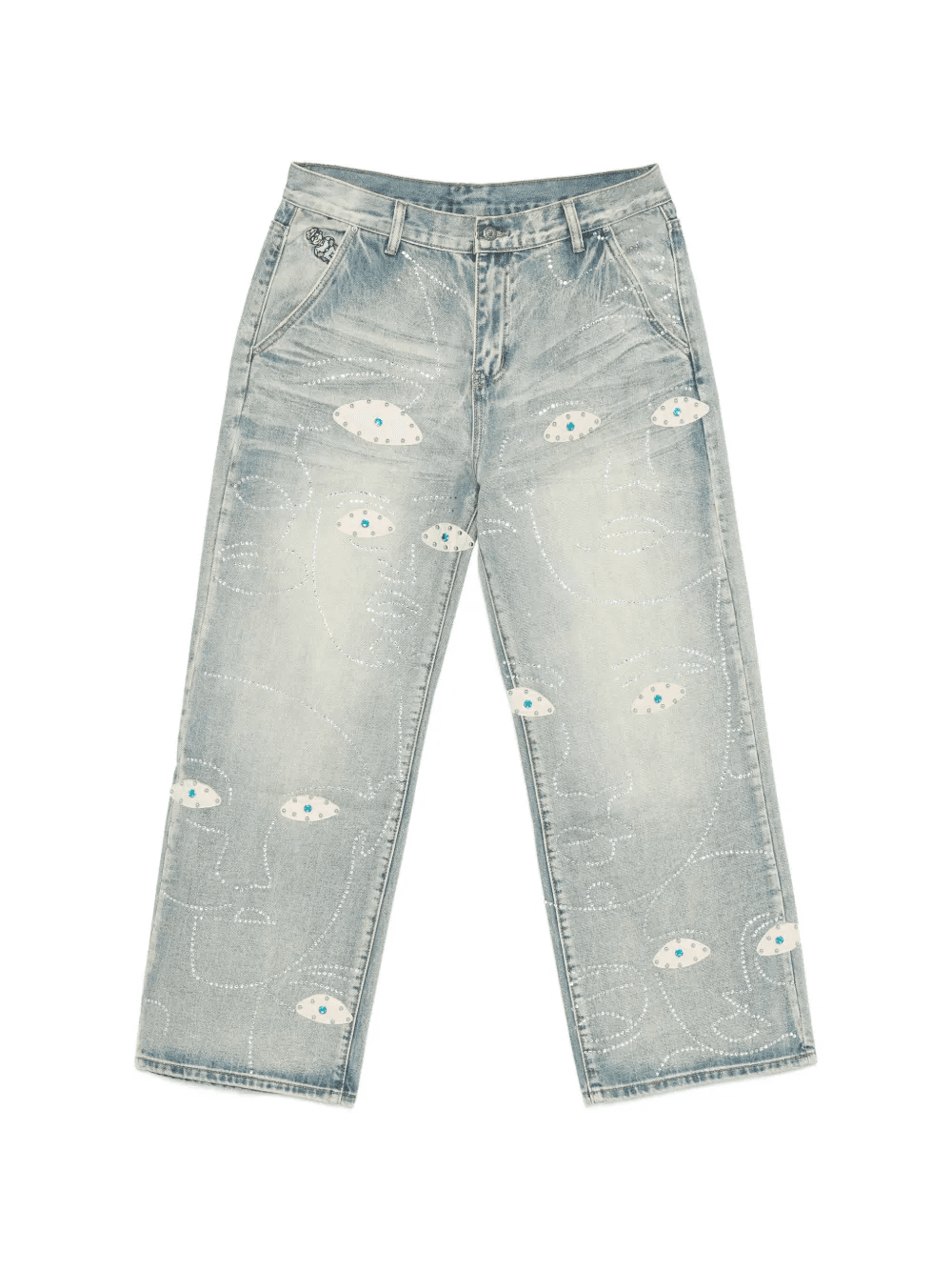 appliqué embellished jeans - Image 1