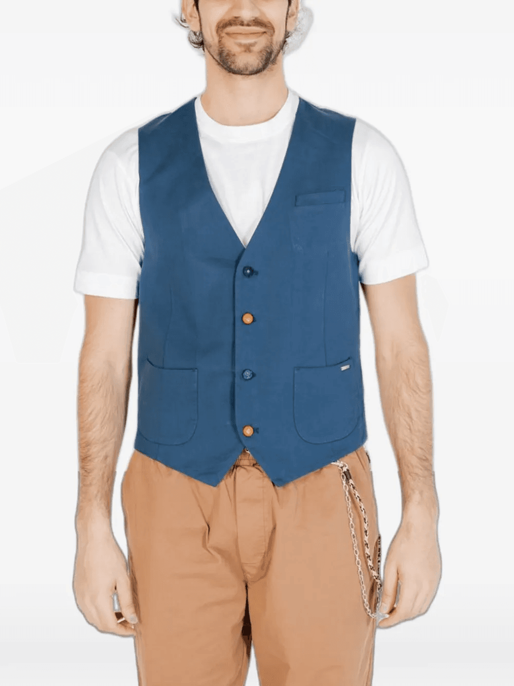 striped-back button-up gilet - Image 1