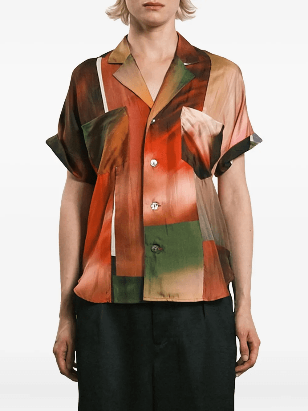 abstract-print camp-collar shirt - Image 1