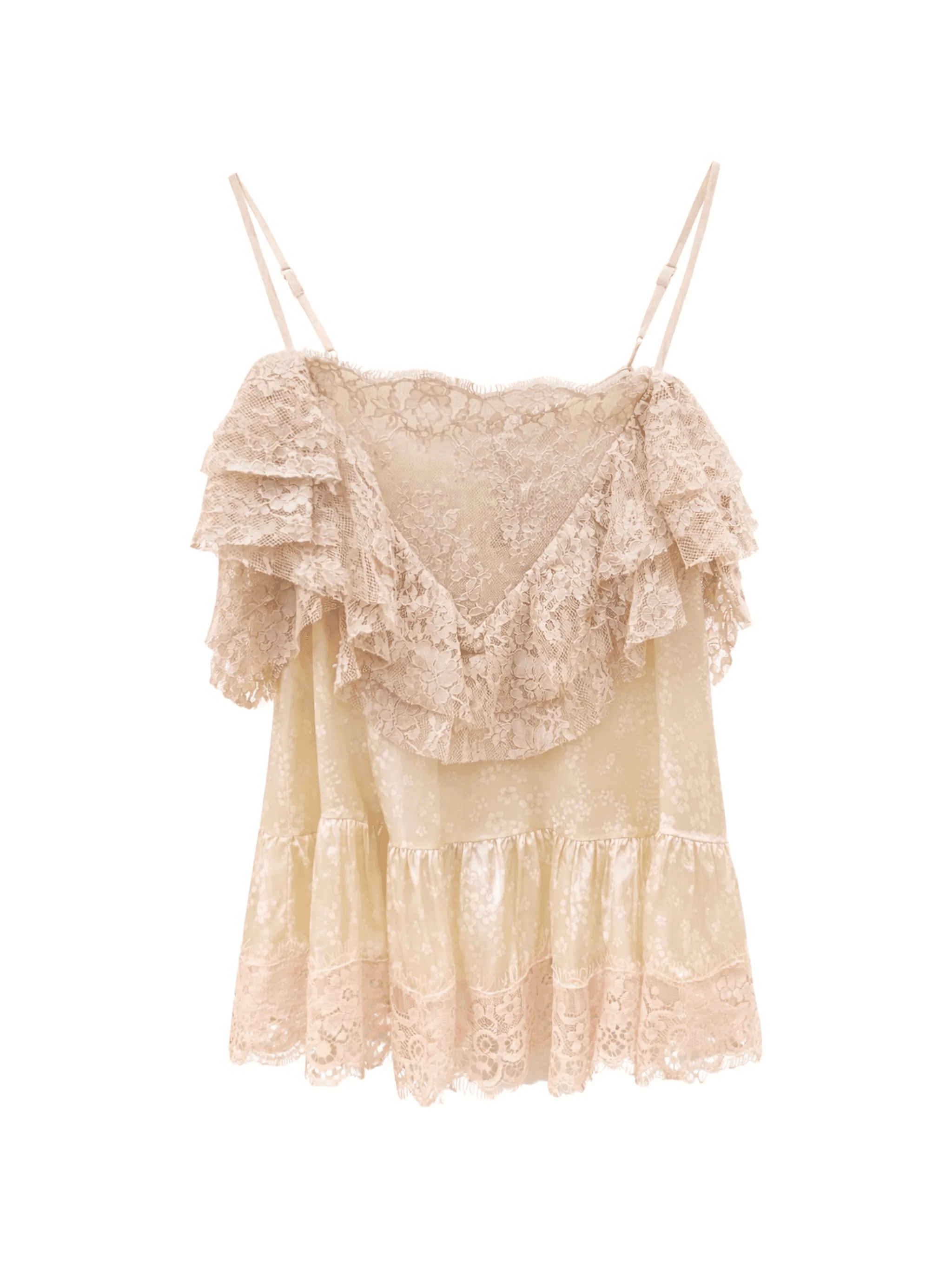 ruffled-lace V-neck top - Image 1