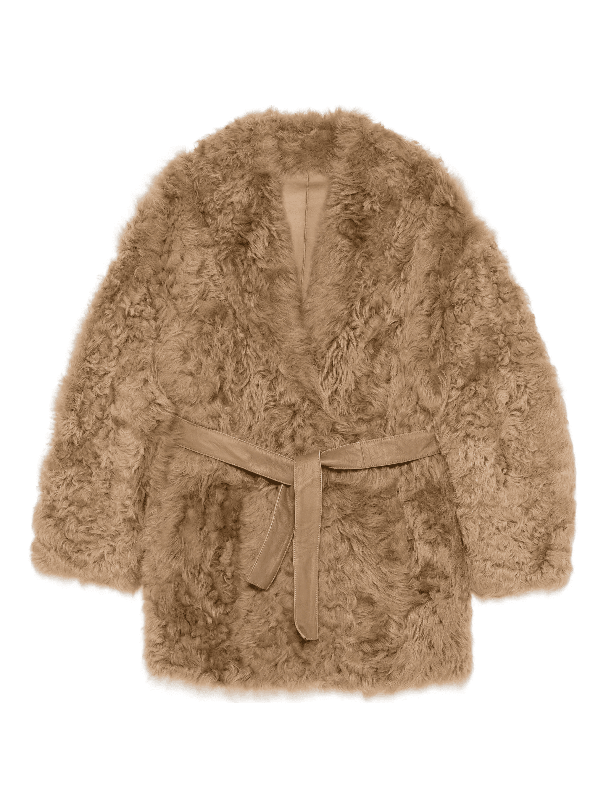 belted faux fur jacket - Image 1