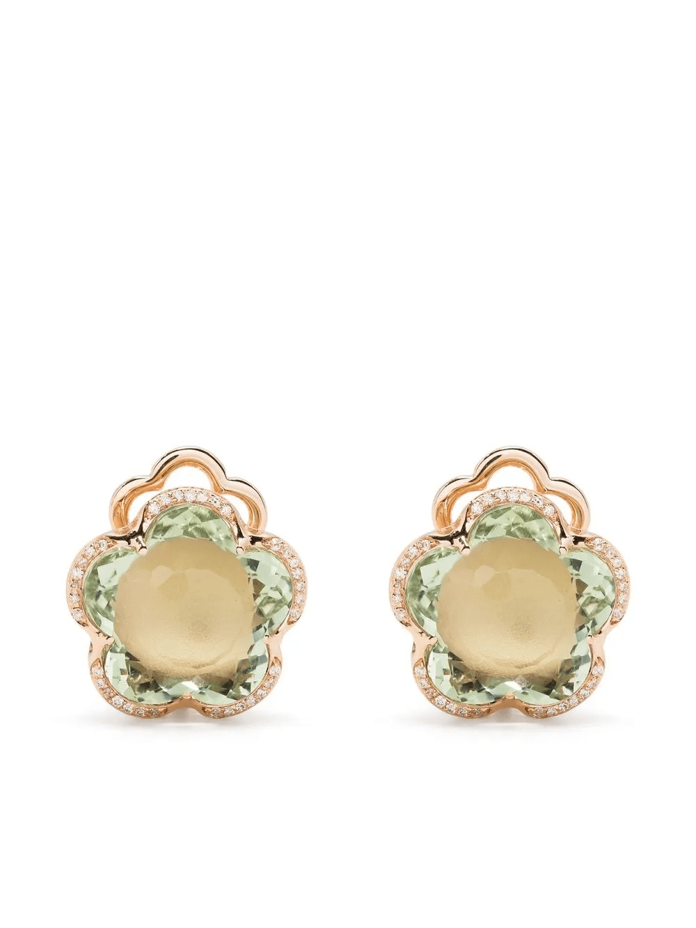 18kt rose gold Bon Ton diamond and prasiolite earrings - Image 1