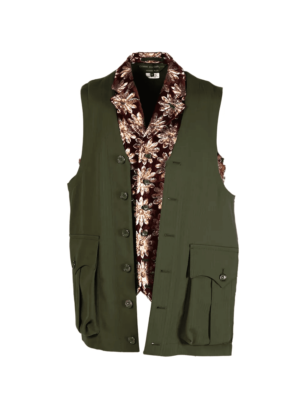 floral-trim flap-pocket vest - Image 1