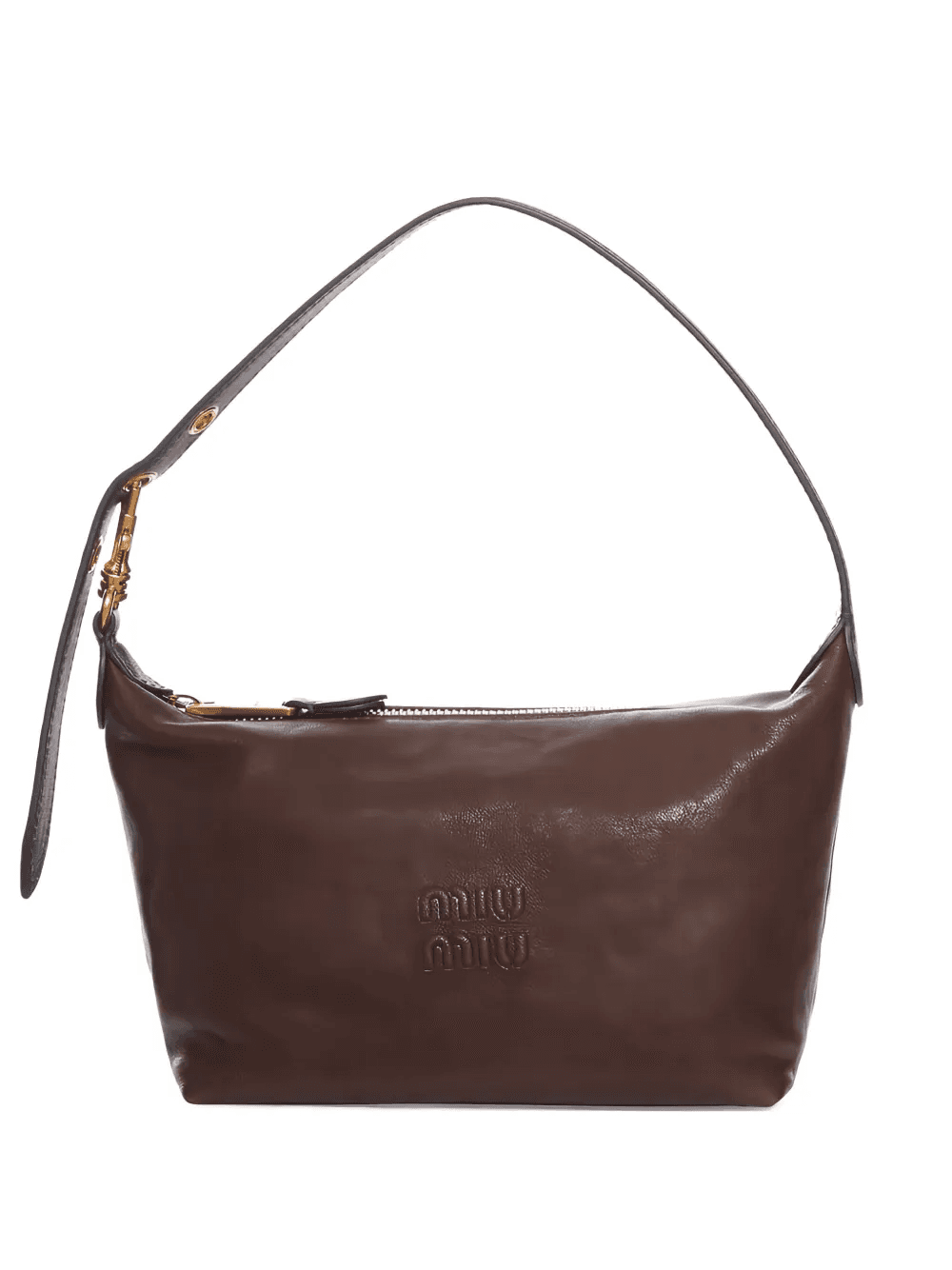 logo-embossed leather shoulder bag - Image 1