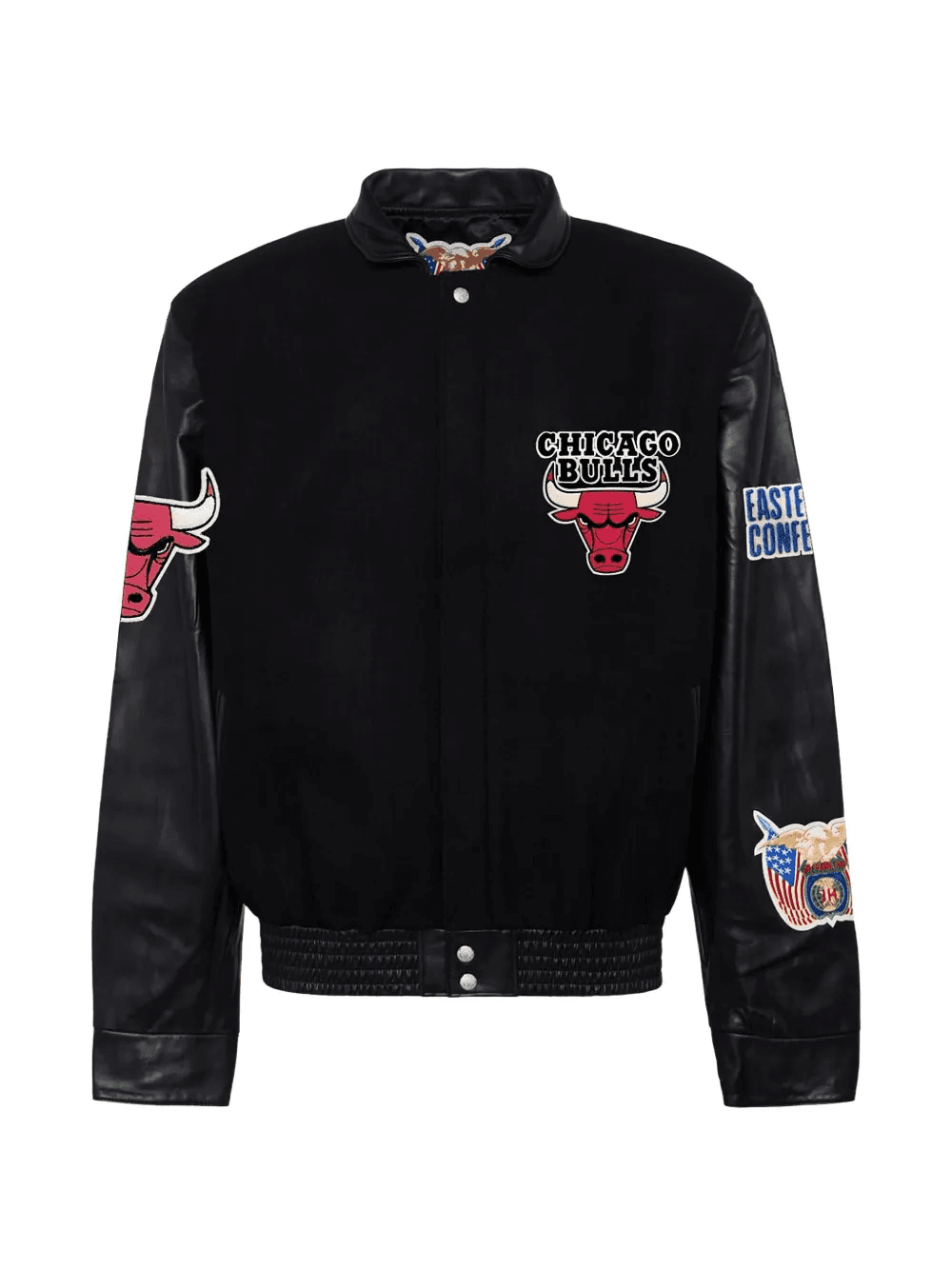 Chicago Bulls leather-sleeve bomber jacket - Image 1