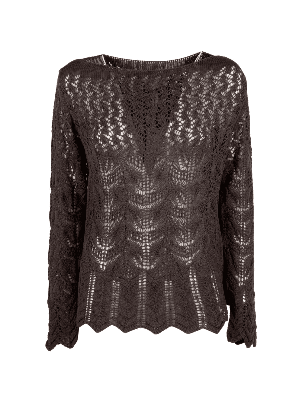 Mia open-knit scalloped-hem sweater - Image 1