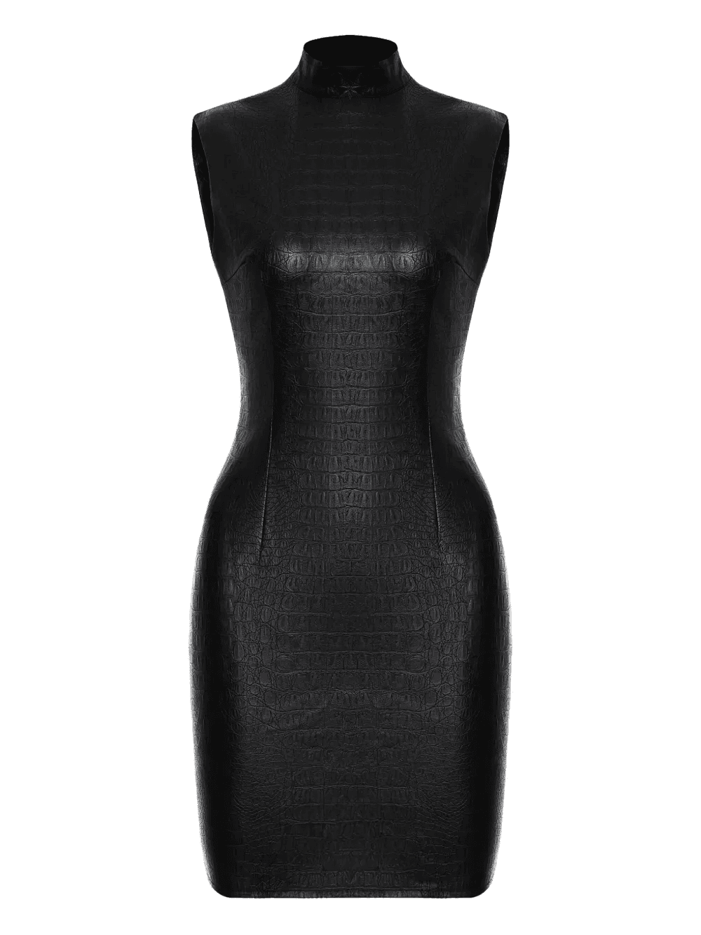 high-neck crocodile-effect mini dress - Image 1