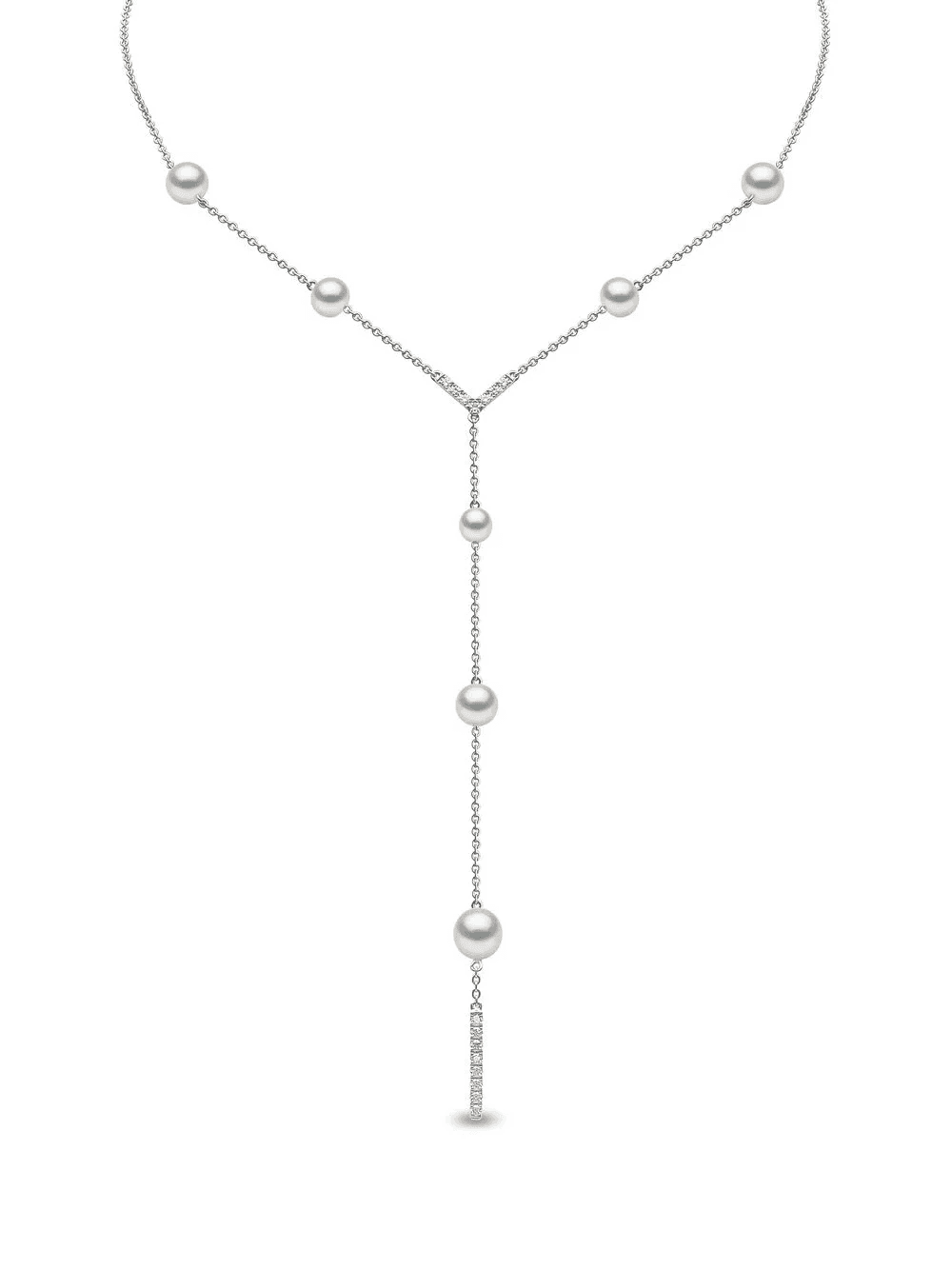 18kt white gold Trend freshwater pearl and diamond necklace - Image 1