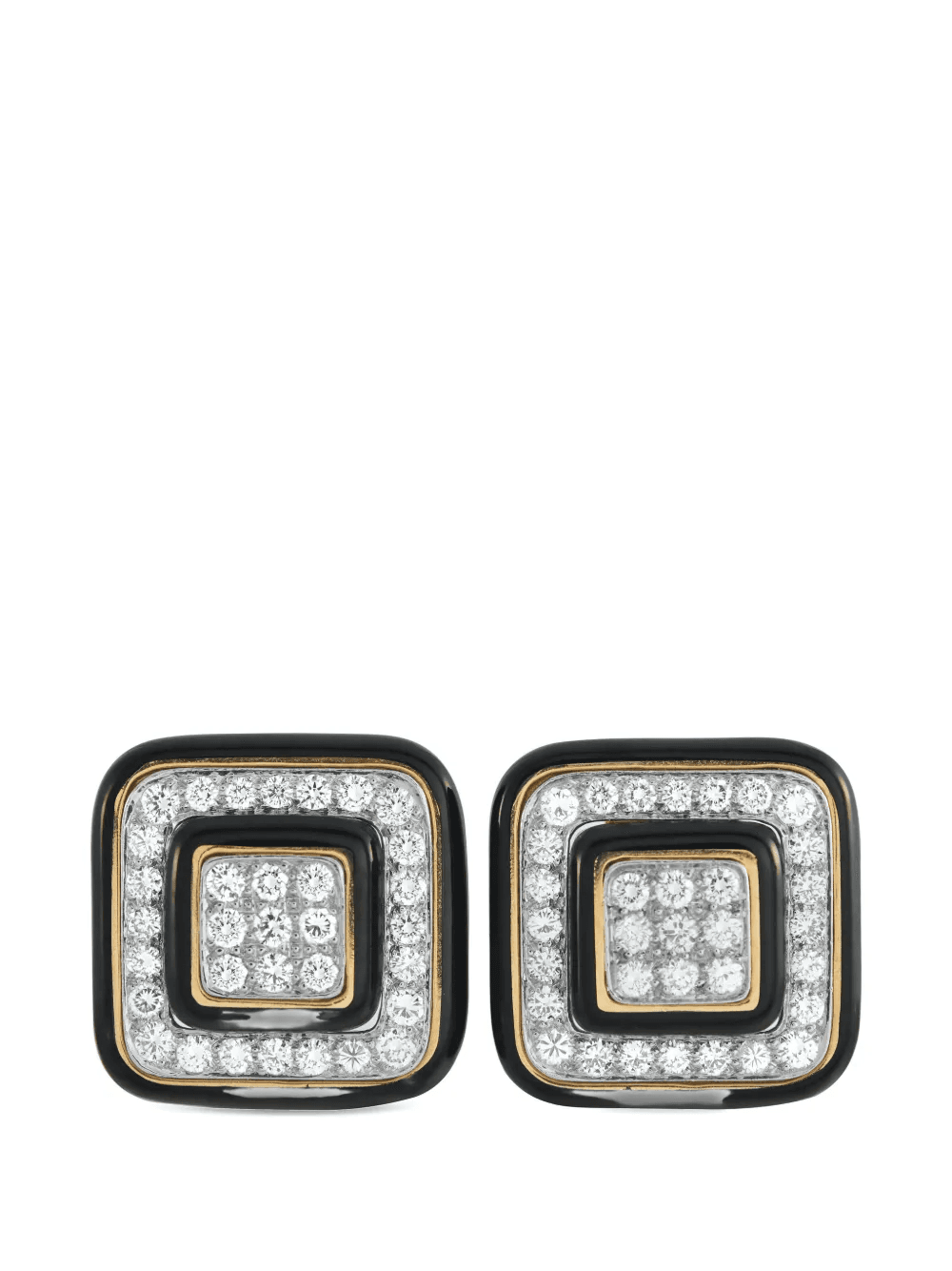 diamond squared clip-on earrings - Image 1