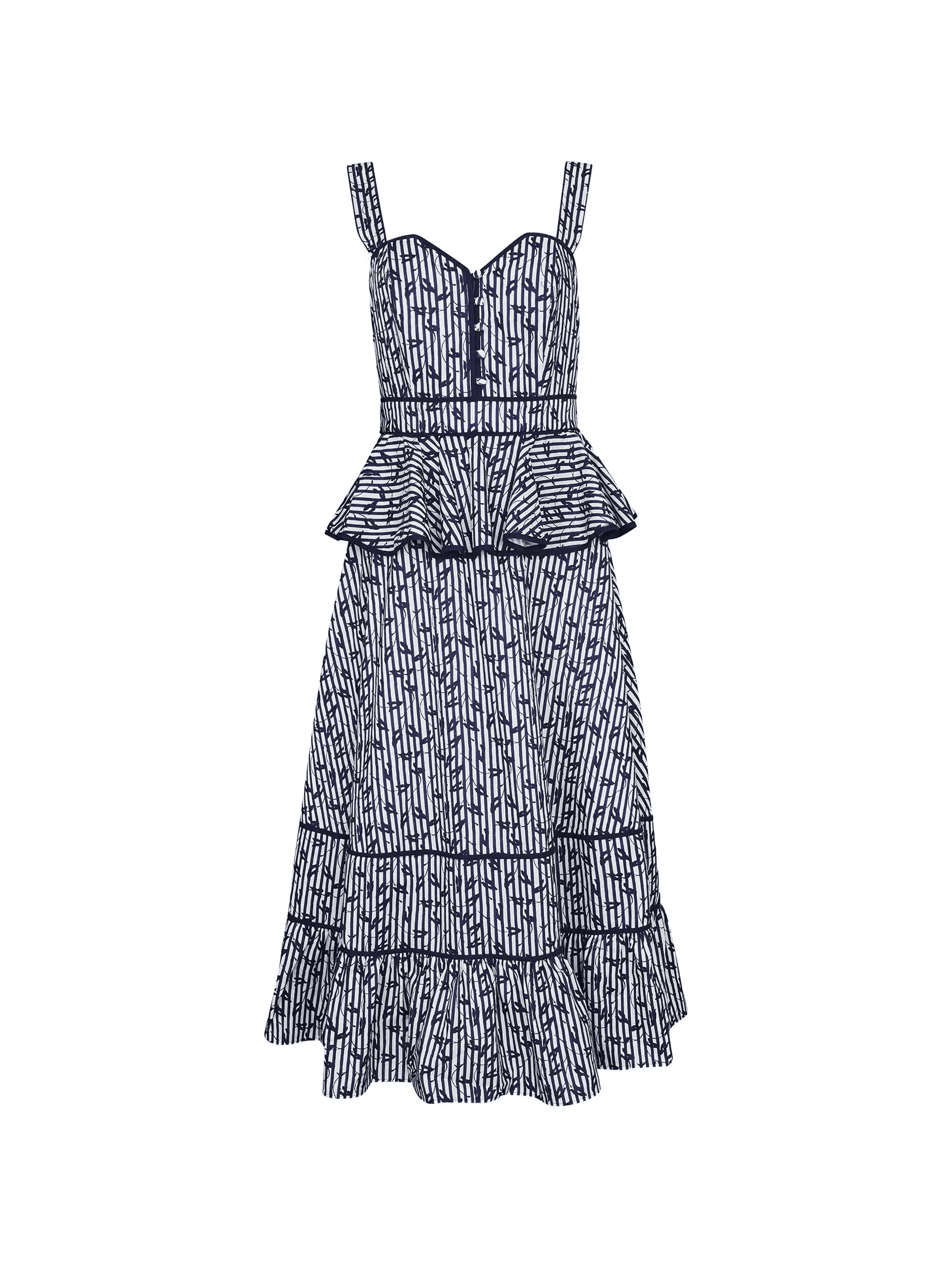 Lacey peplum striped midi dress - Image 1