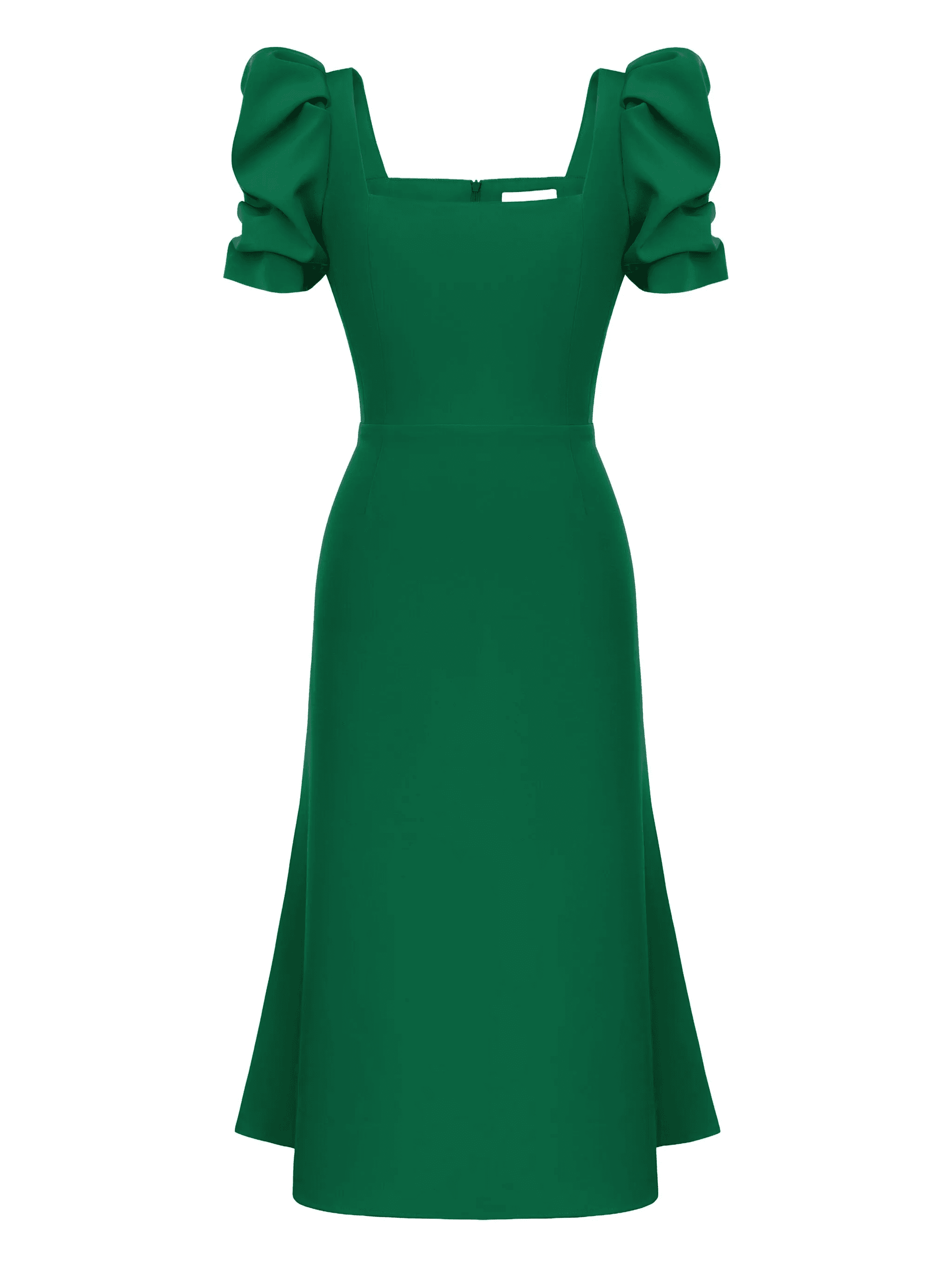 puff-sleeve square-neck midi dress - Image 1