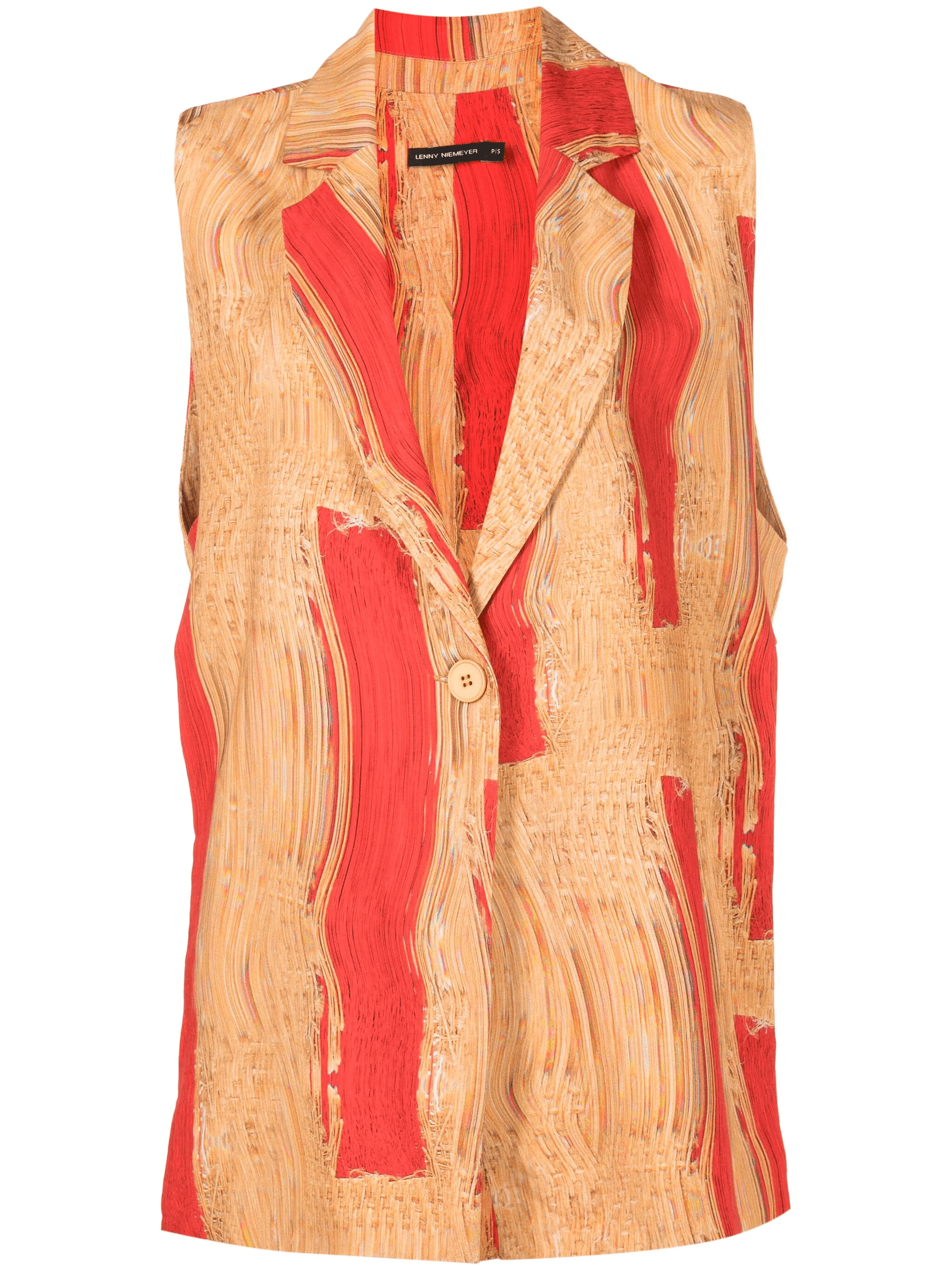 warped-print cotton waistcoat - Image 1