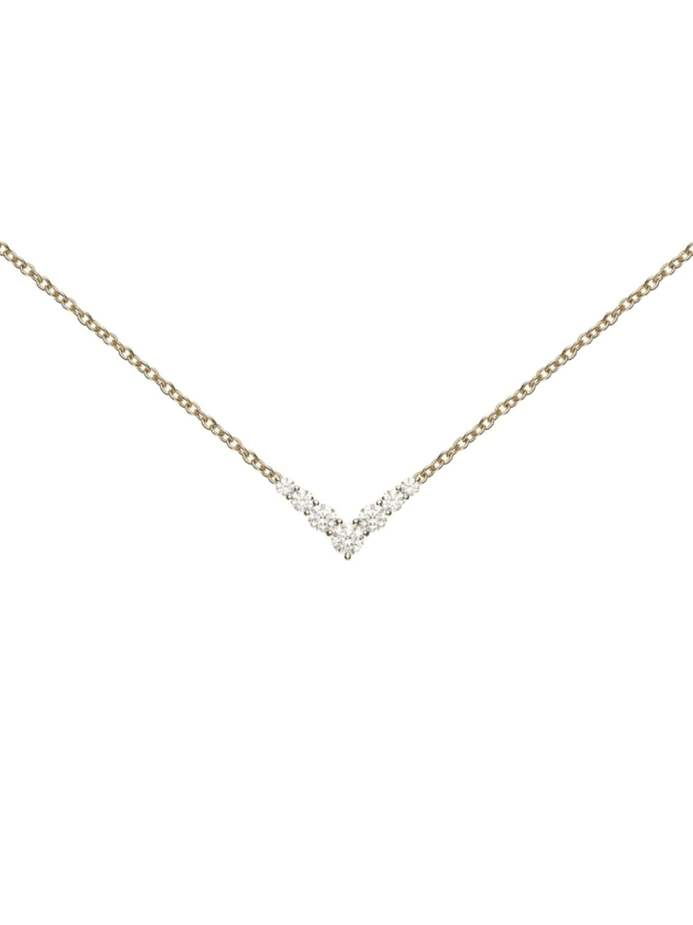 18K yellow gold mini Aria Diamond V Necklace - Image 1