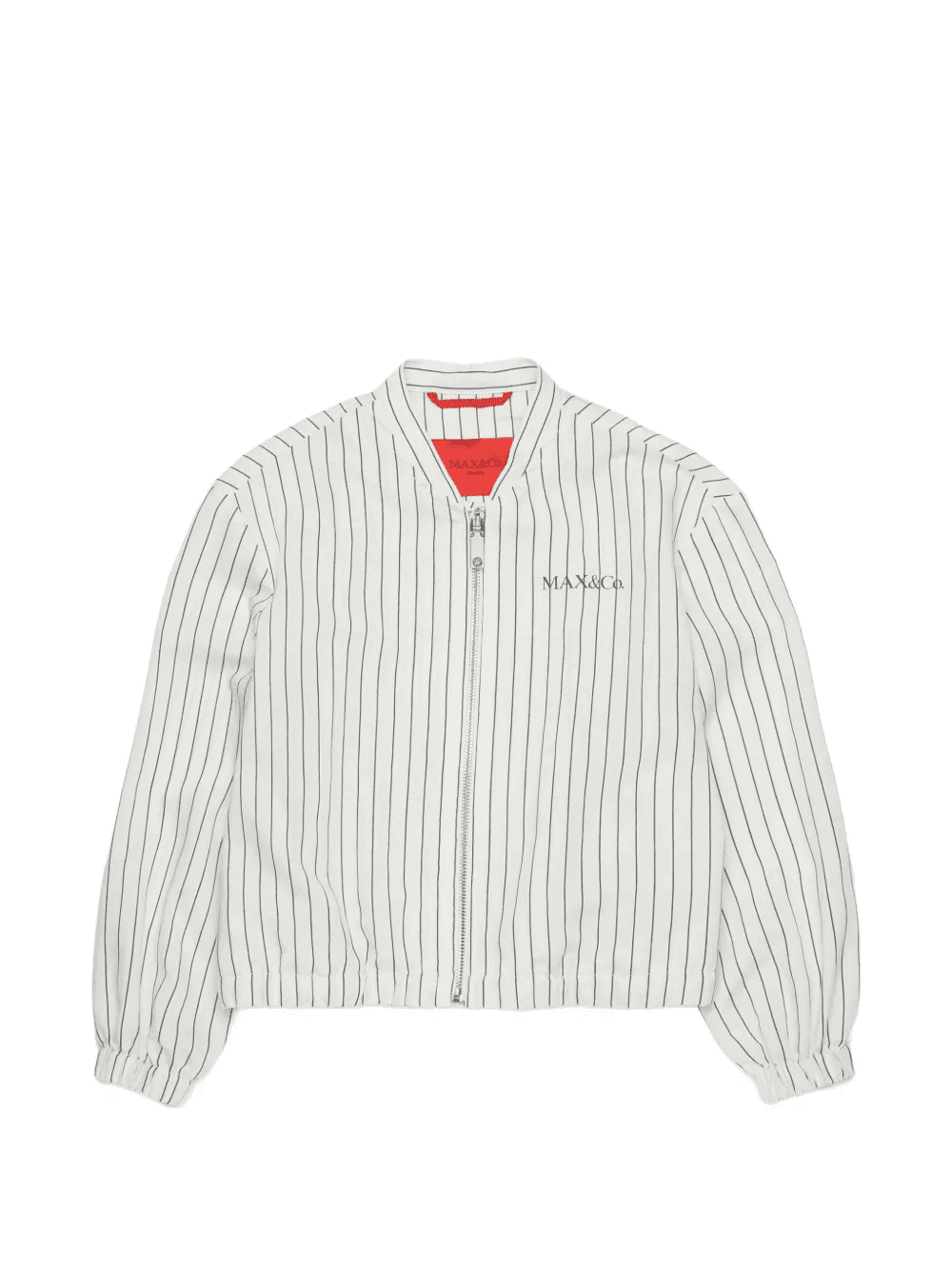 striped logo-detail bomber jacket - Image 1