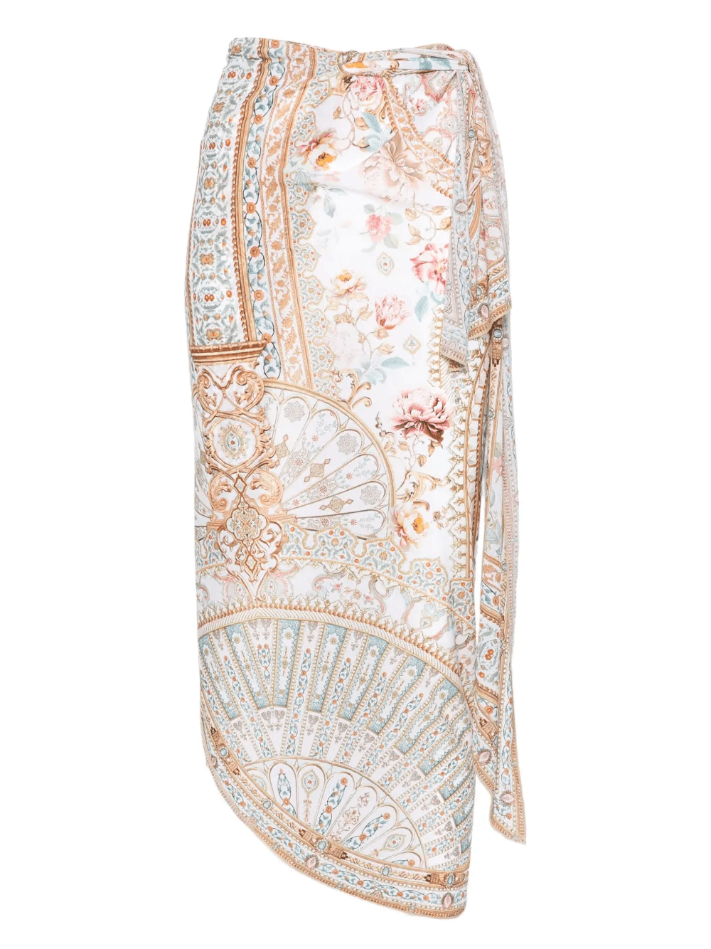 floral-print wrap beach cover-up - Image 1