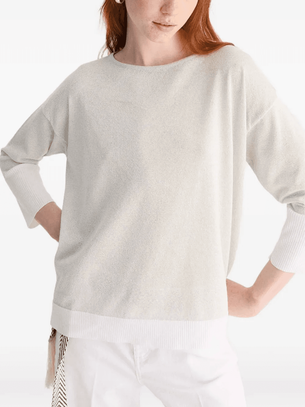 ribbed-trim drop-shoulder sweater - Image 1