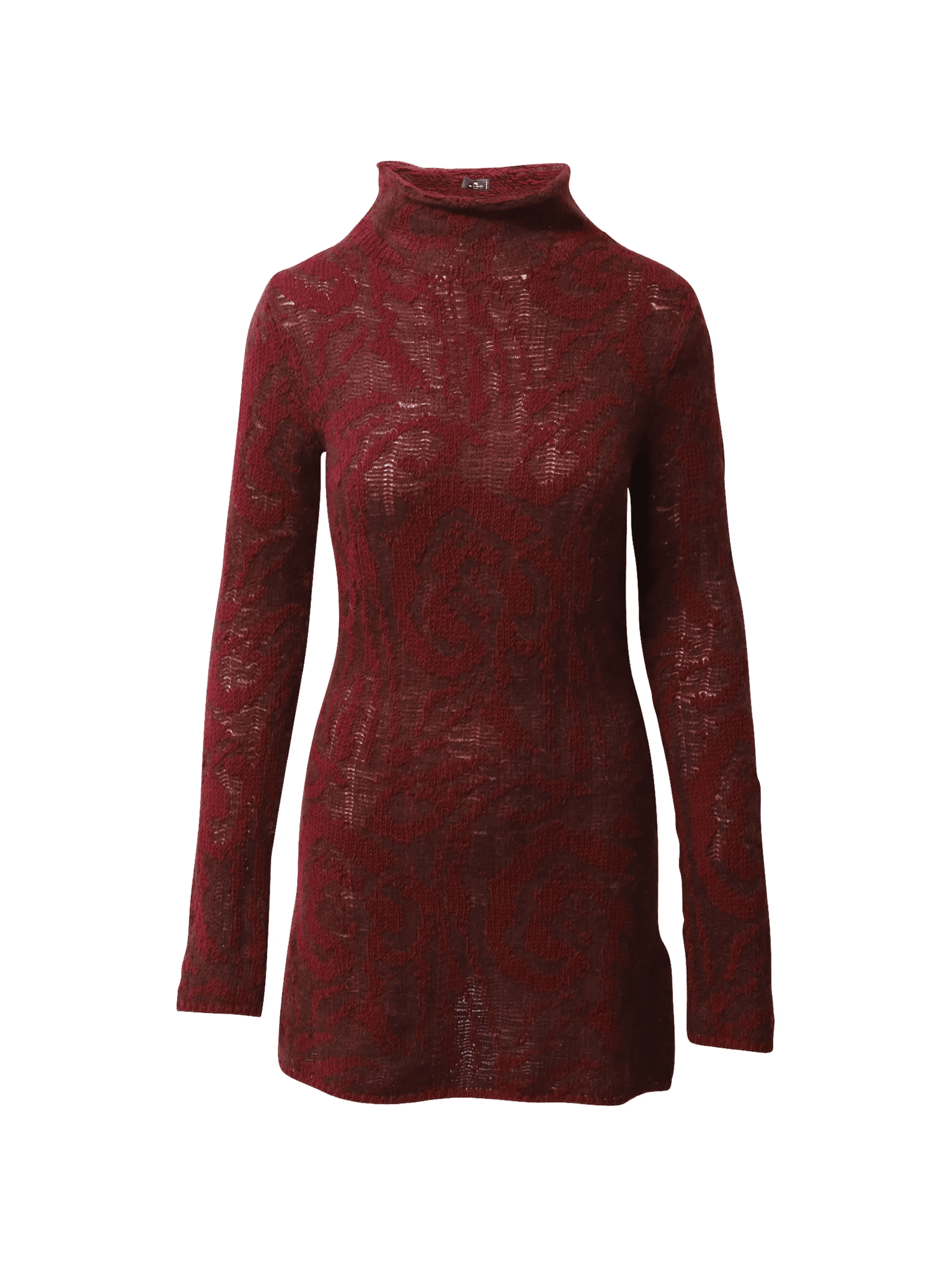 paisley-jacquard roll-neck mini dress - Image 1