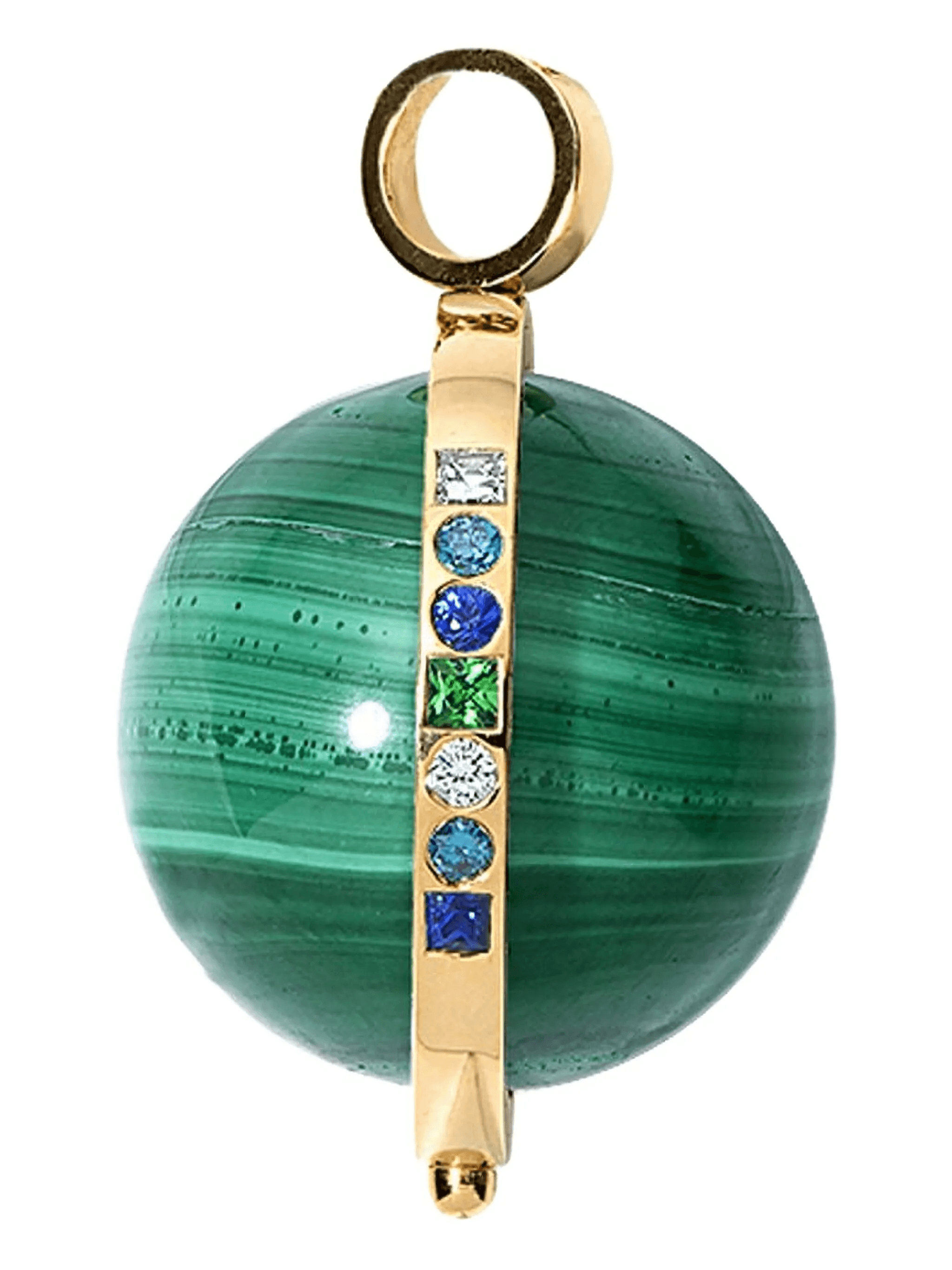 18kt yellow gold Cosmic Spinner Malachite pendant necklace - Image 1