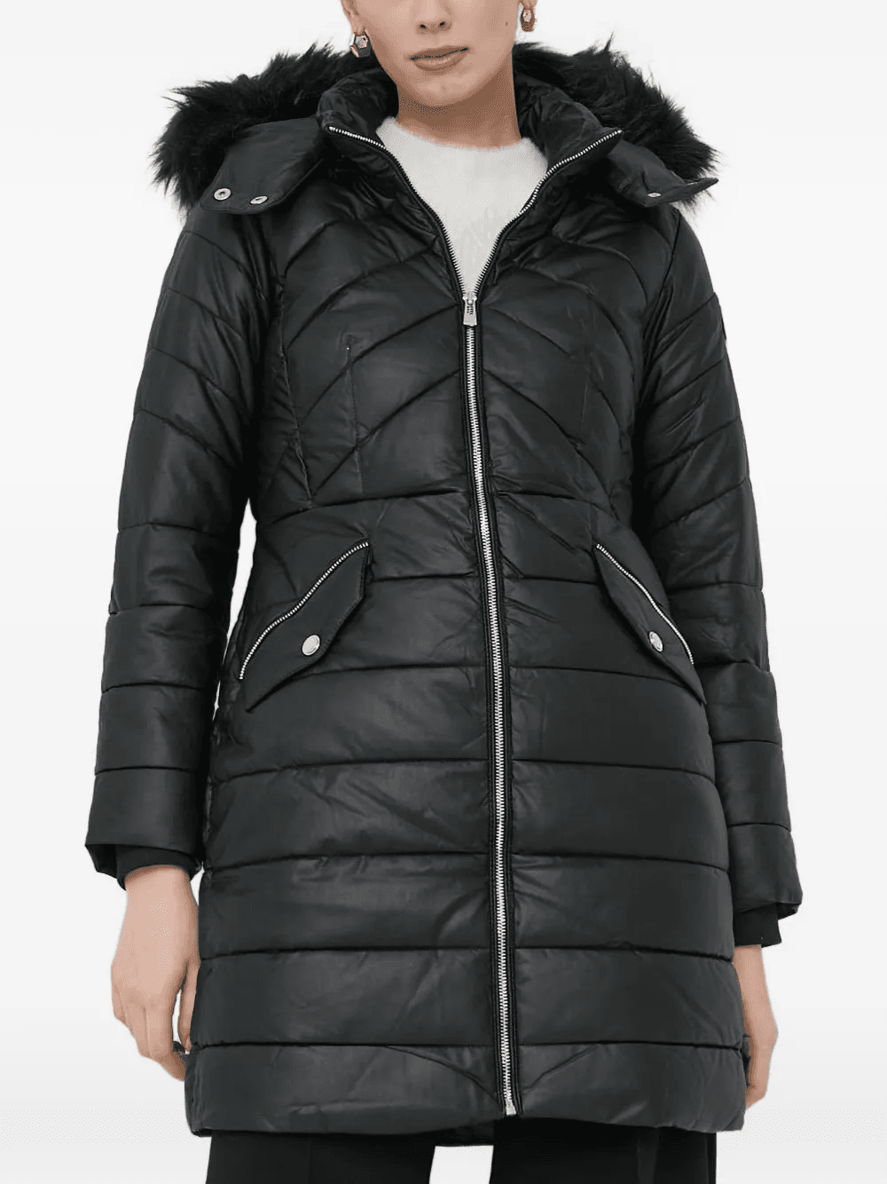 fur trim coat - Image 1