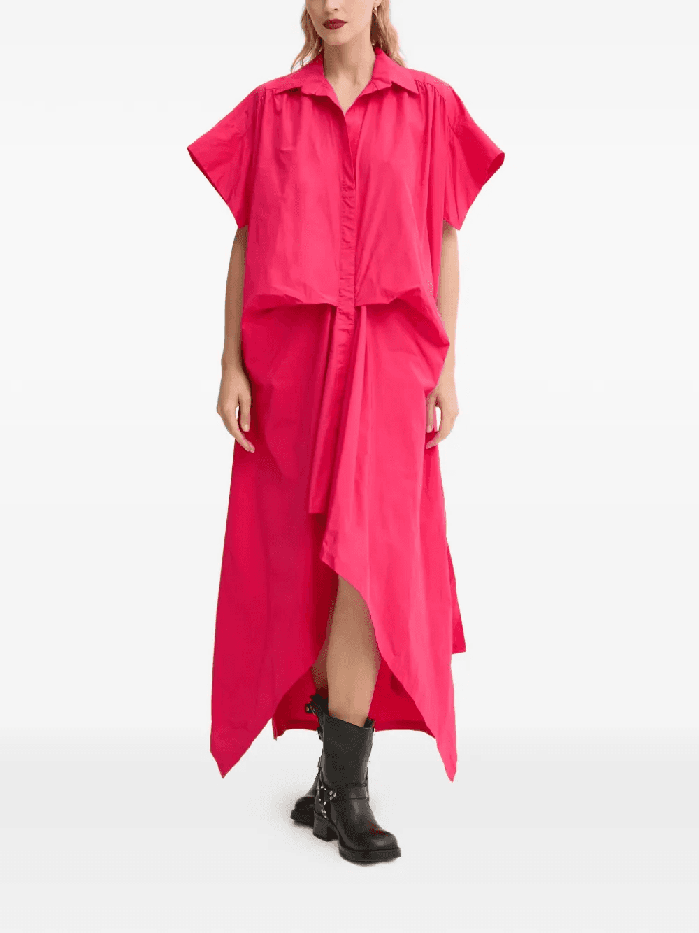 short-sleeve draped dress - Image 1