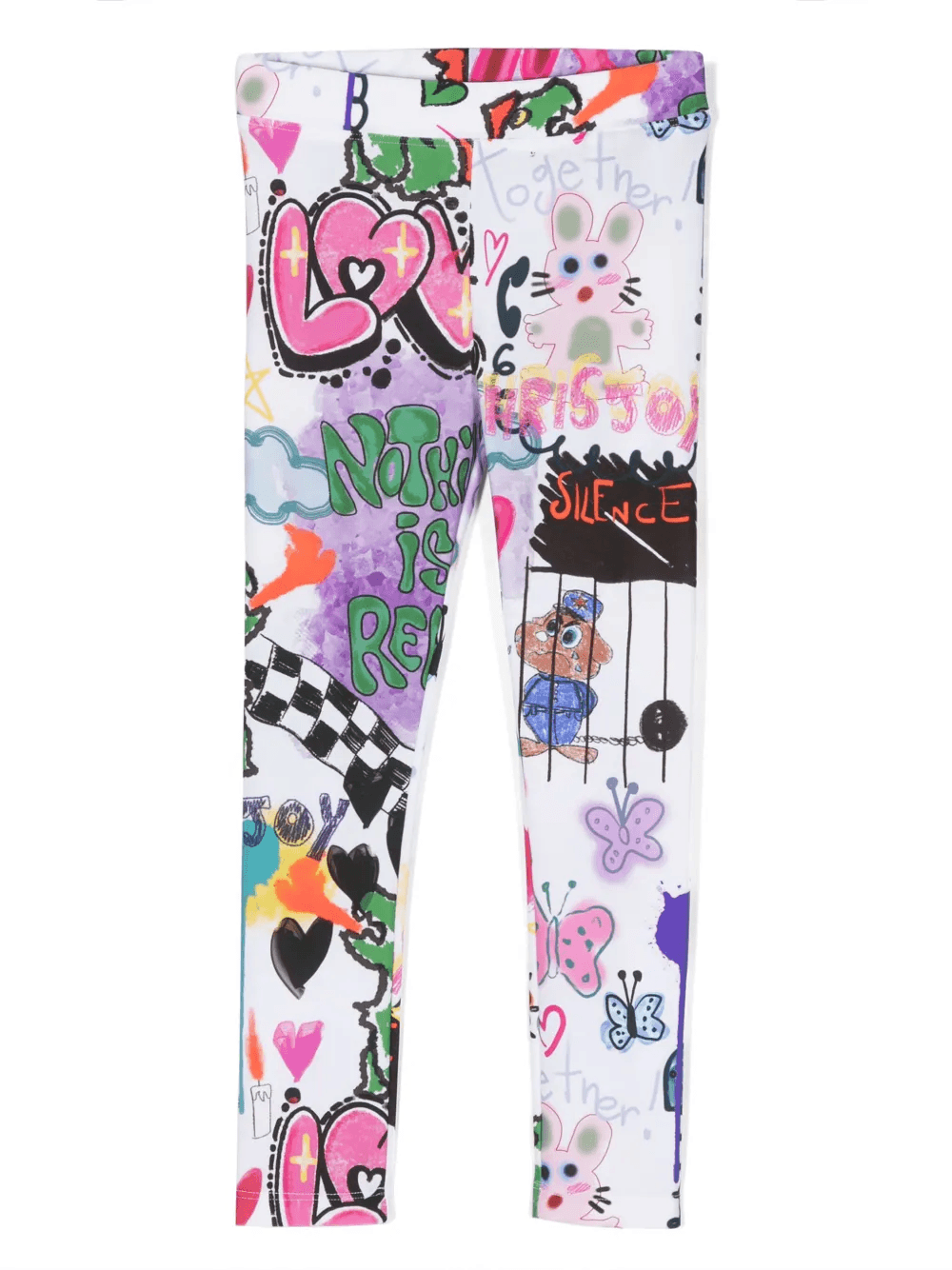 graphic-print elasticated-waistband leggings - Image 1