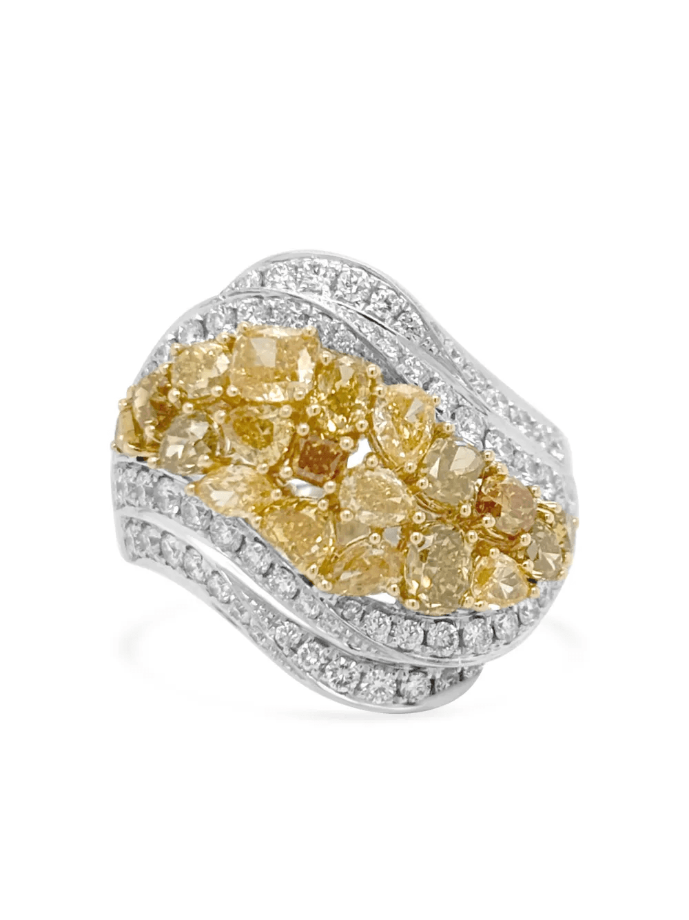 18K white and yellow gold diamond ring - Image 1
