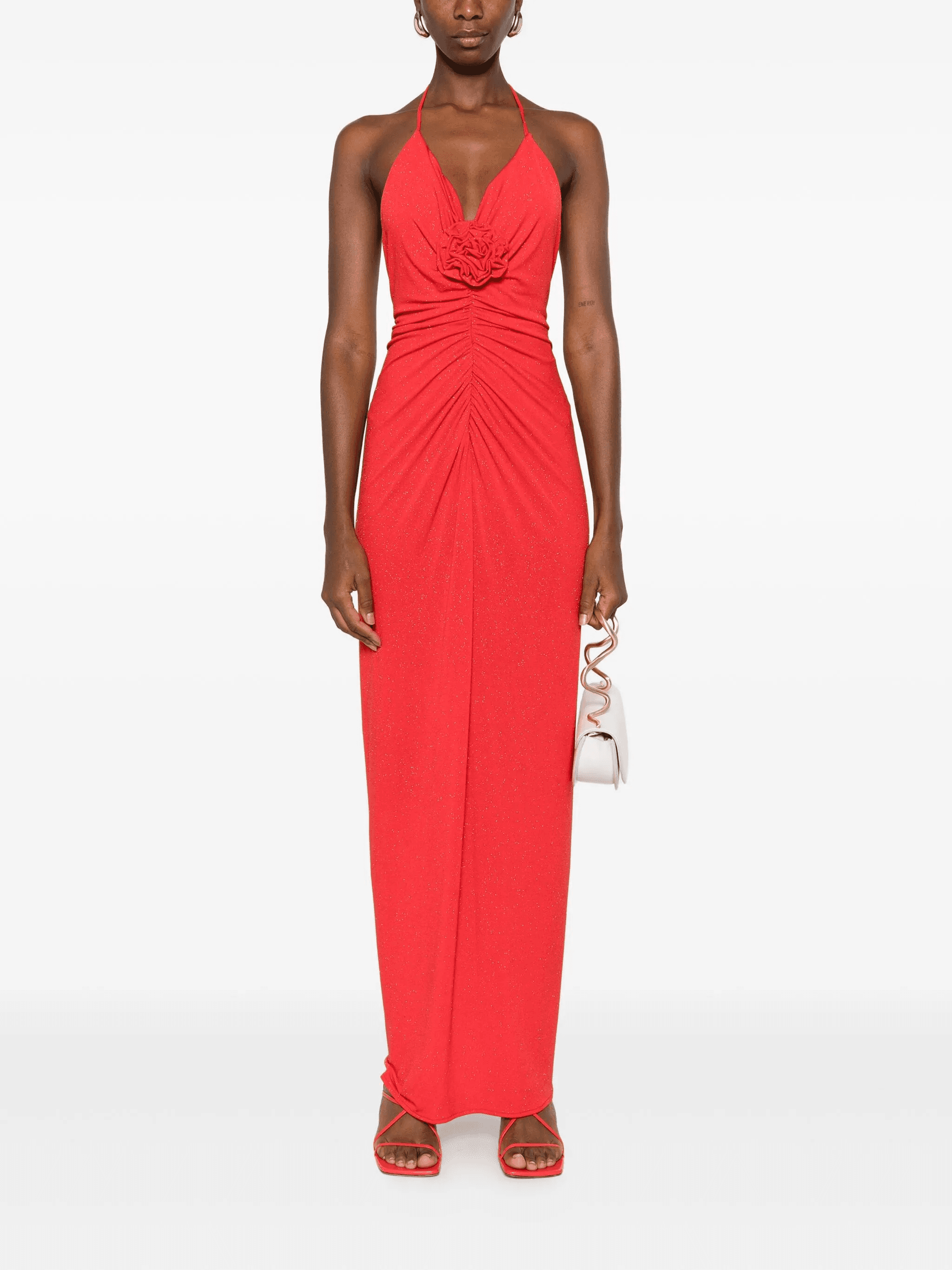 halterneck rose-embellished maxi dress - Image 1