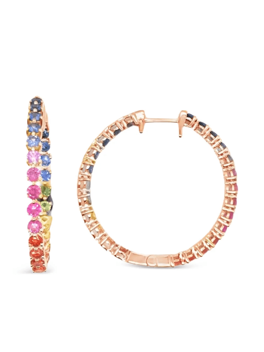 18K rose gold Inside Out sapphire hoop earrings - Image 1
