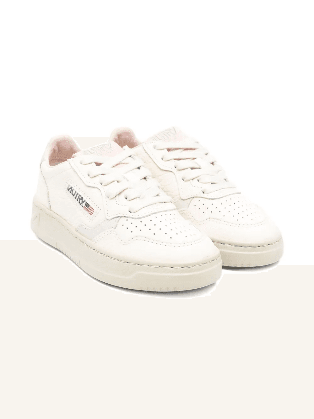 perforated leather trainers - Image 1