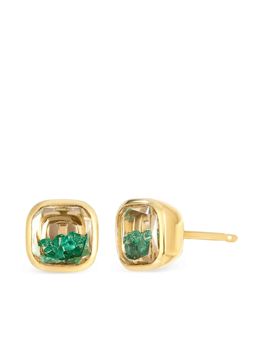 18K yellow gold Neue Cushion emerald stud earrings - Image 1