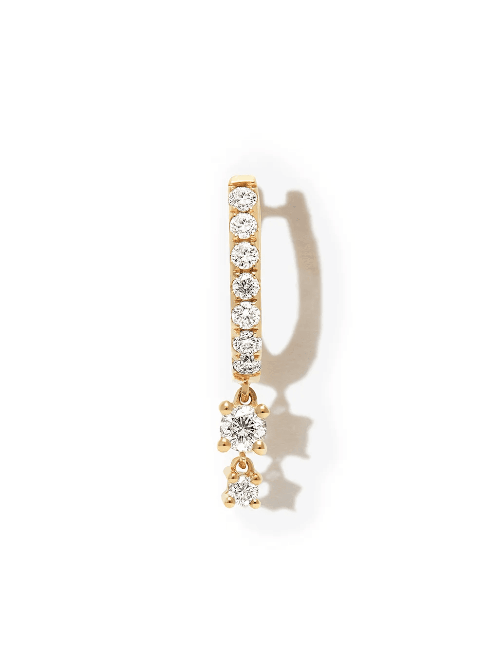 14kt yellow gold diamond mini hoop earring - Image 1