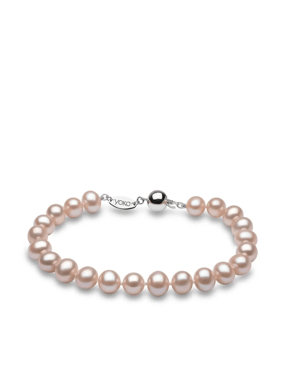 18kt white gold Classic 7mm pink freshwater pearl bracelet - Image 1
