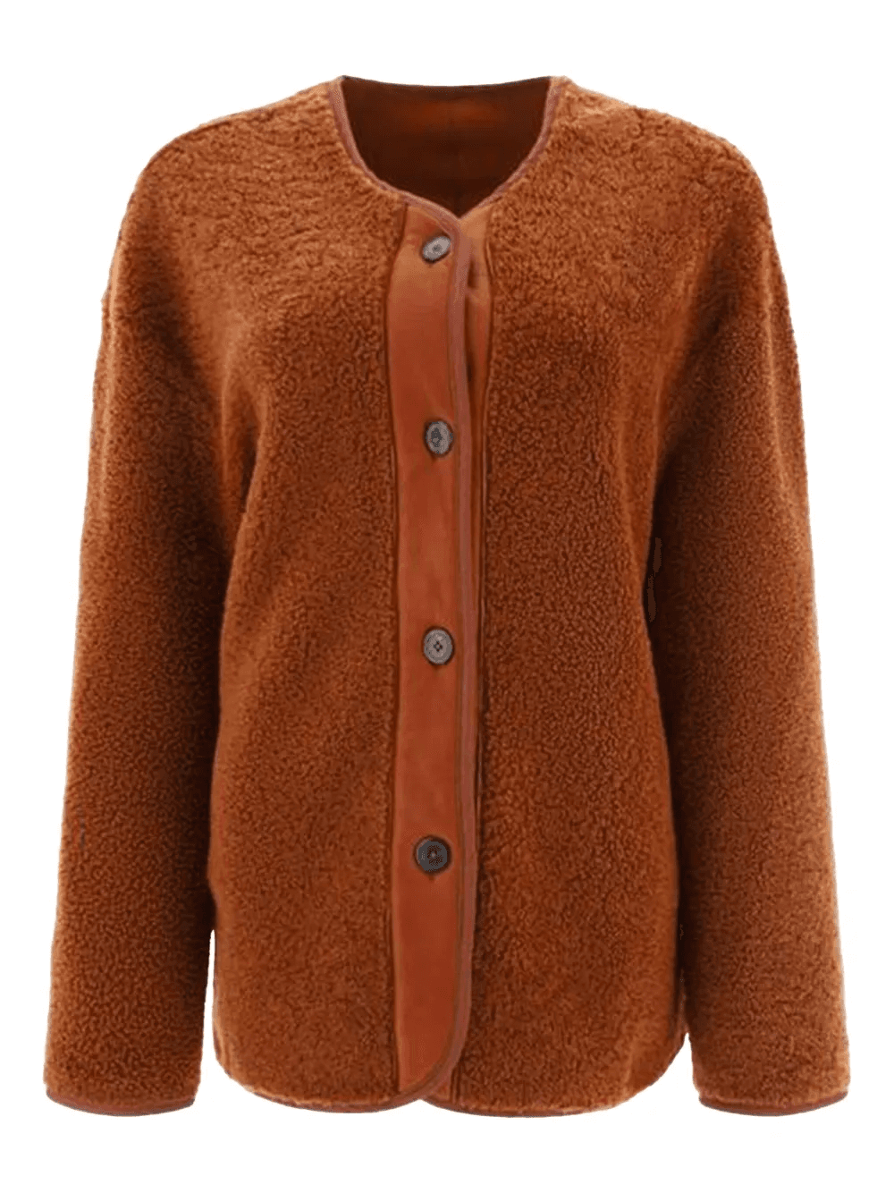 button-fastening shearling jacket - Image 1