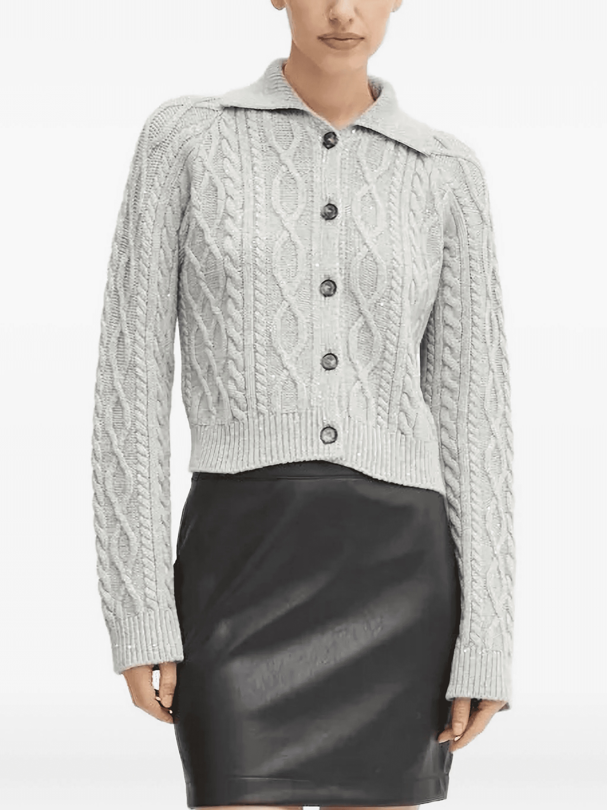 cable-knit sequin-embellished cardigan - Image 1