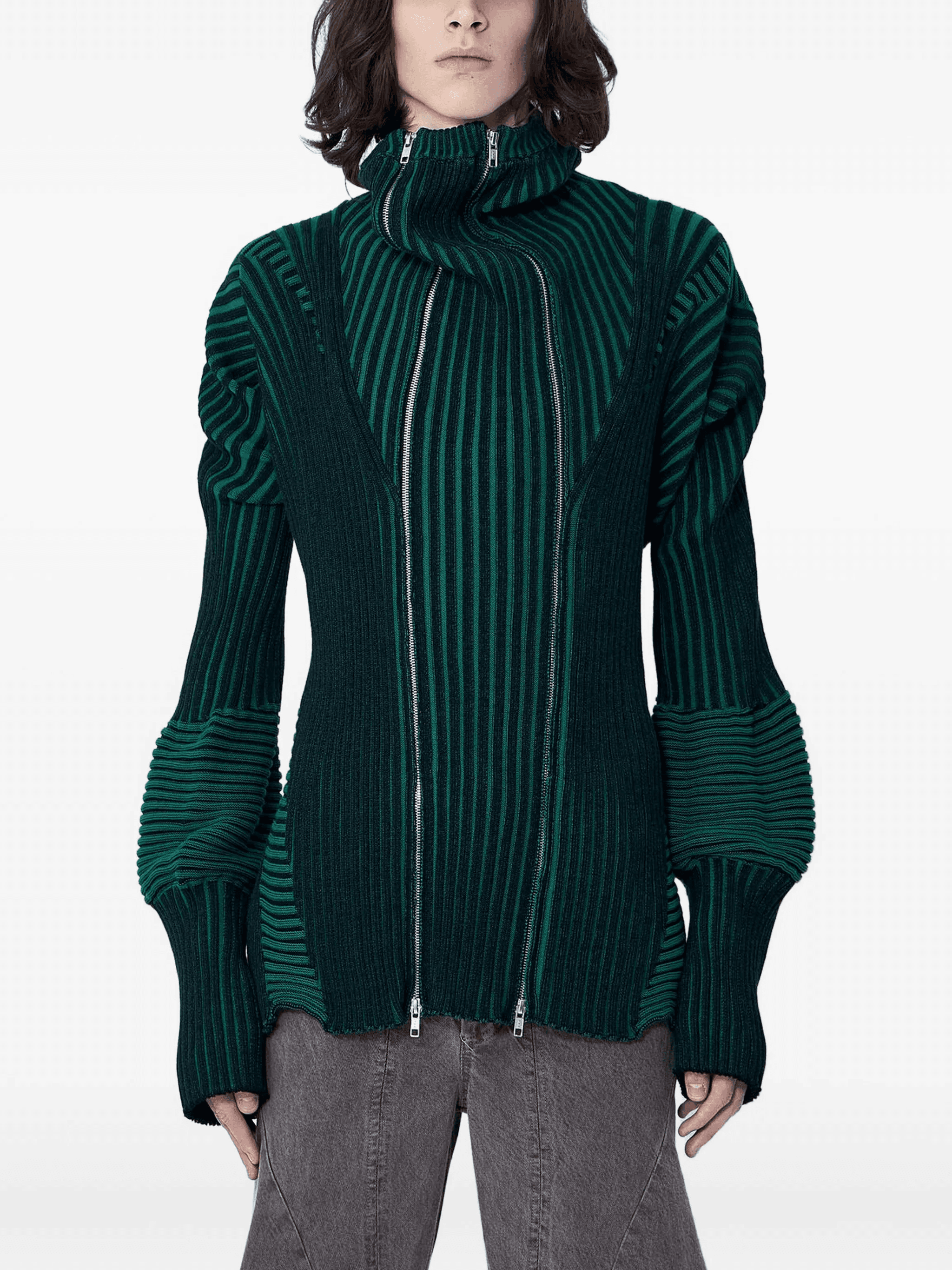 ribbed zip-up jacket - Image 1