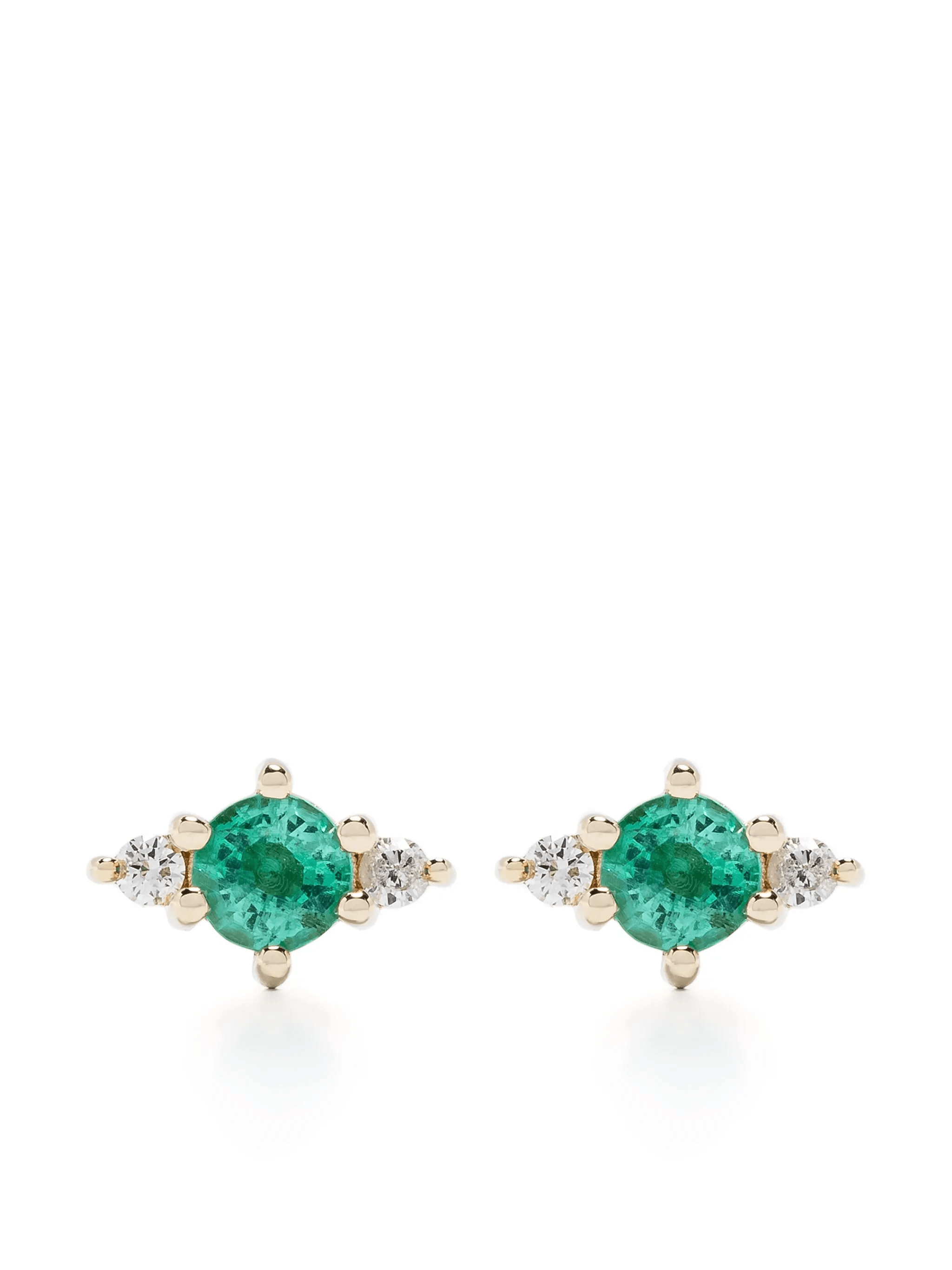 14kt yellow gold Trio Posts diamond stud earrings - Image 1