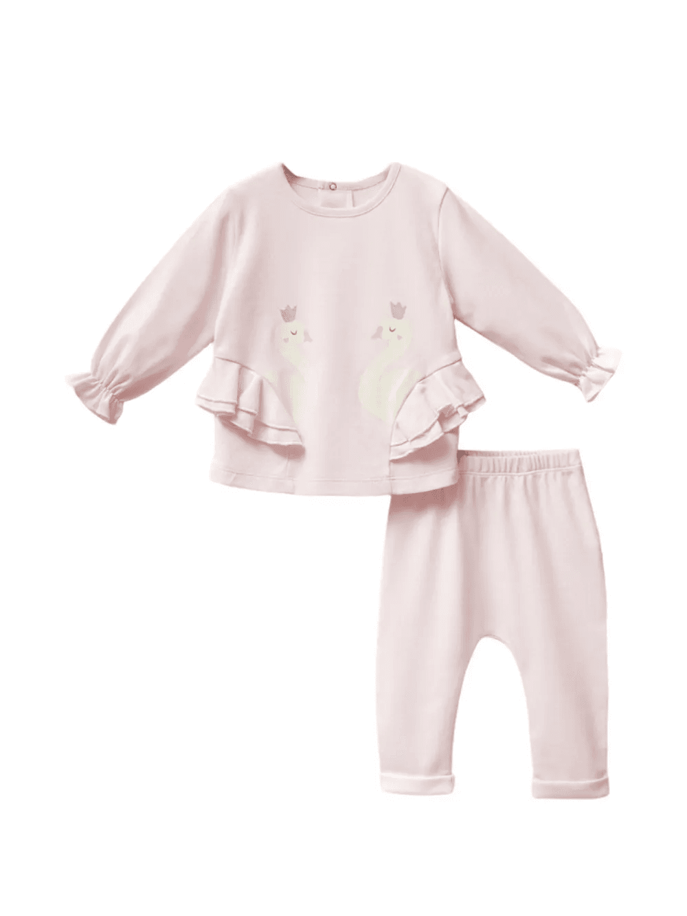 swan-print ruffled trousers set - Image 1