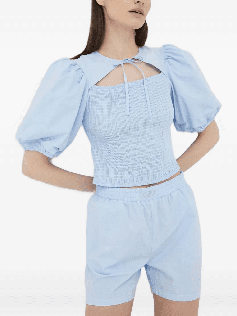 puff-sleeve cut-out top - Image 1