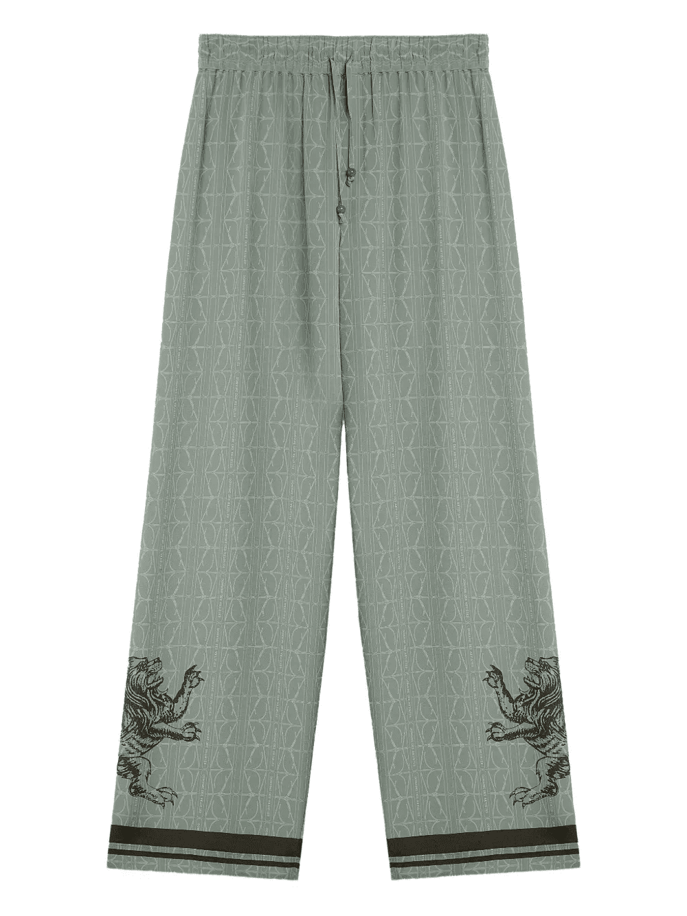 lion-embellished patterned silk trousers - Image 1