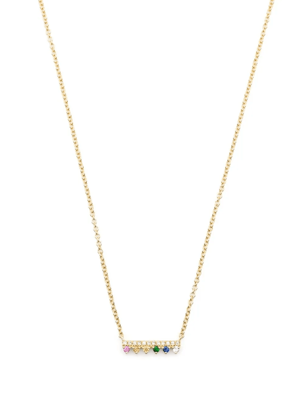 14kt yellow gold Chloe Bar diamond gemstone pendant necklace - Image 1